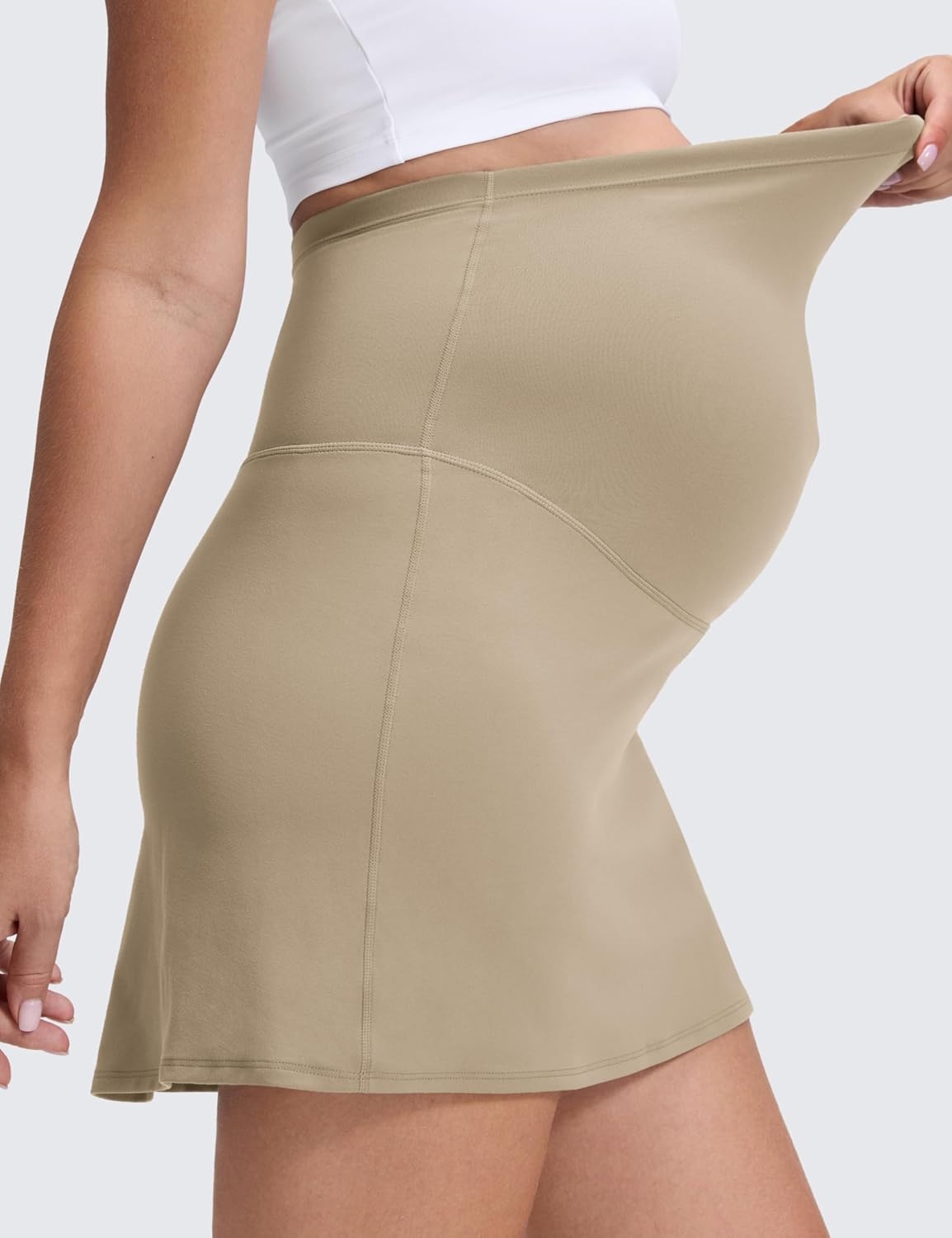 image:imageCRZ YOGA Butterluxe Maternity A Line Golf Skirts High Waisted Tennis Casual Womens Pregnancy with Shorts PocketsOak
