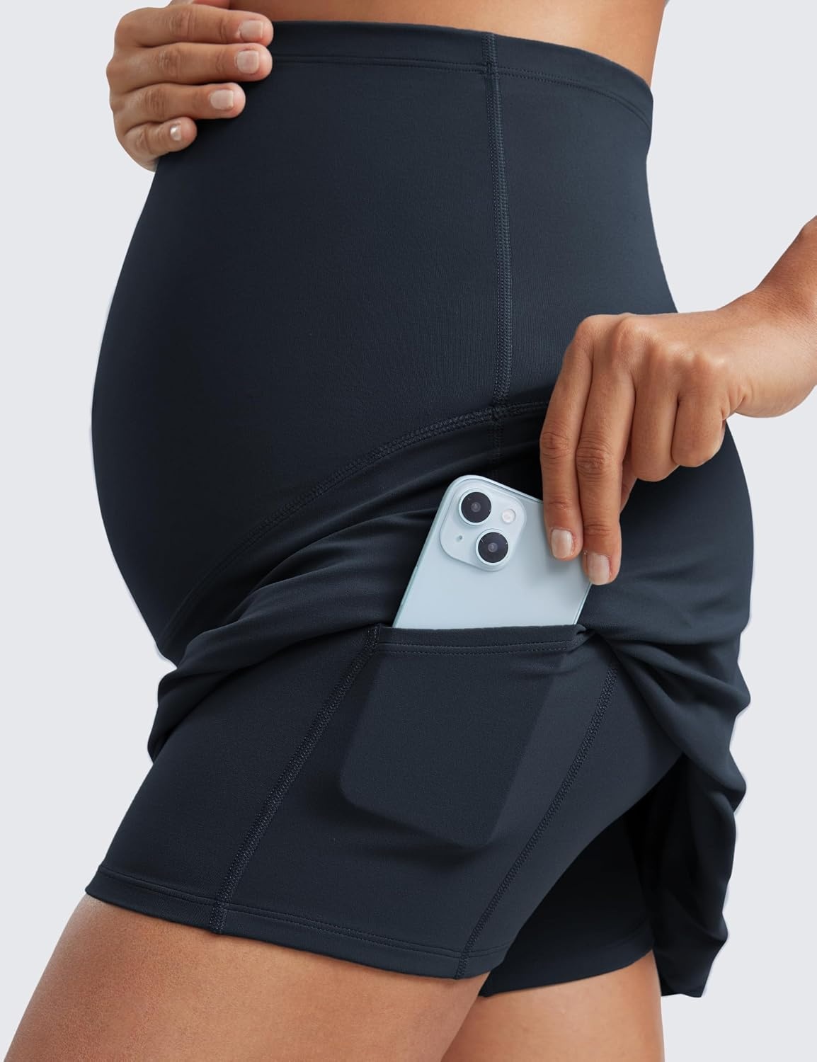 image:imageCRZ YOGA Butterluxe Maternity A Line Golf Skirts High Waisted Tennis Casual Womens Pregnancy with Shorts PocketsTrue Navy