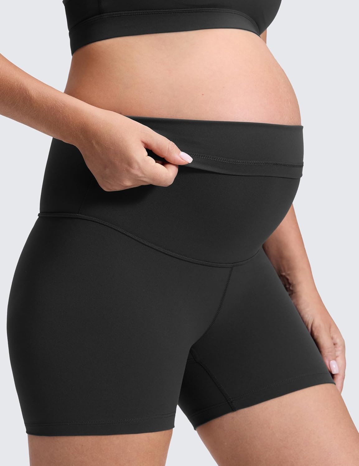 image:imageCRZ YOGA Butterluxe Maternity Biker Shorts 4 Over The Belly Pregnancy Yoga Workout Womens Activewear Buttery SoftBlack