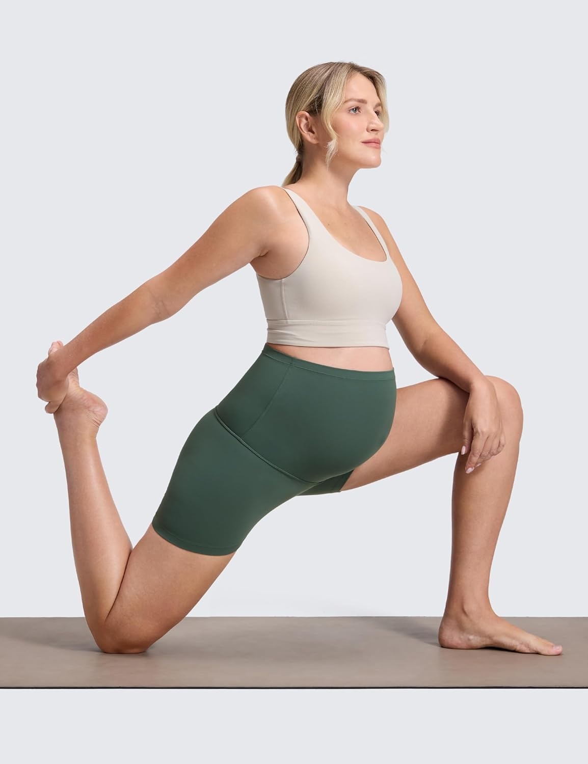 image:imageCRZ YOGA Butterluxe Maternity Biker Shorts 4 Over The Belly Pregnancy Yoga Workout Womens Activewear Buttery SoftDark Forest Green