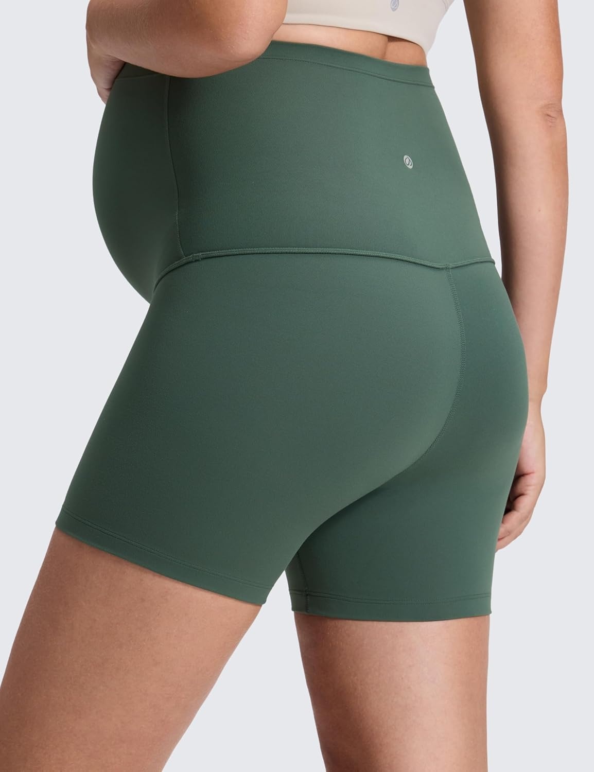 image:imageCRZ YOGA Butterluxe Maternity Biker Shorts 4 Over The Belly Pregnancy Yoga Workout Womens Activewear Buttery SoftDark Forest Green