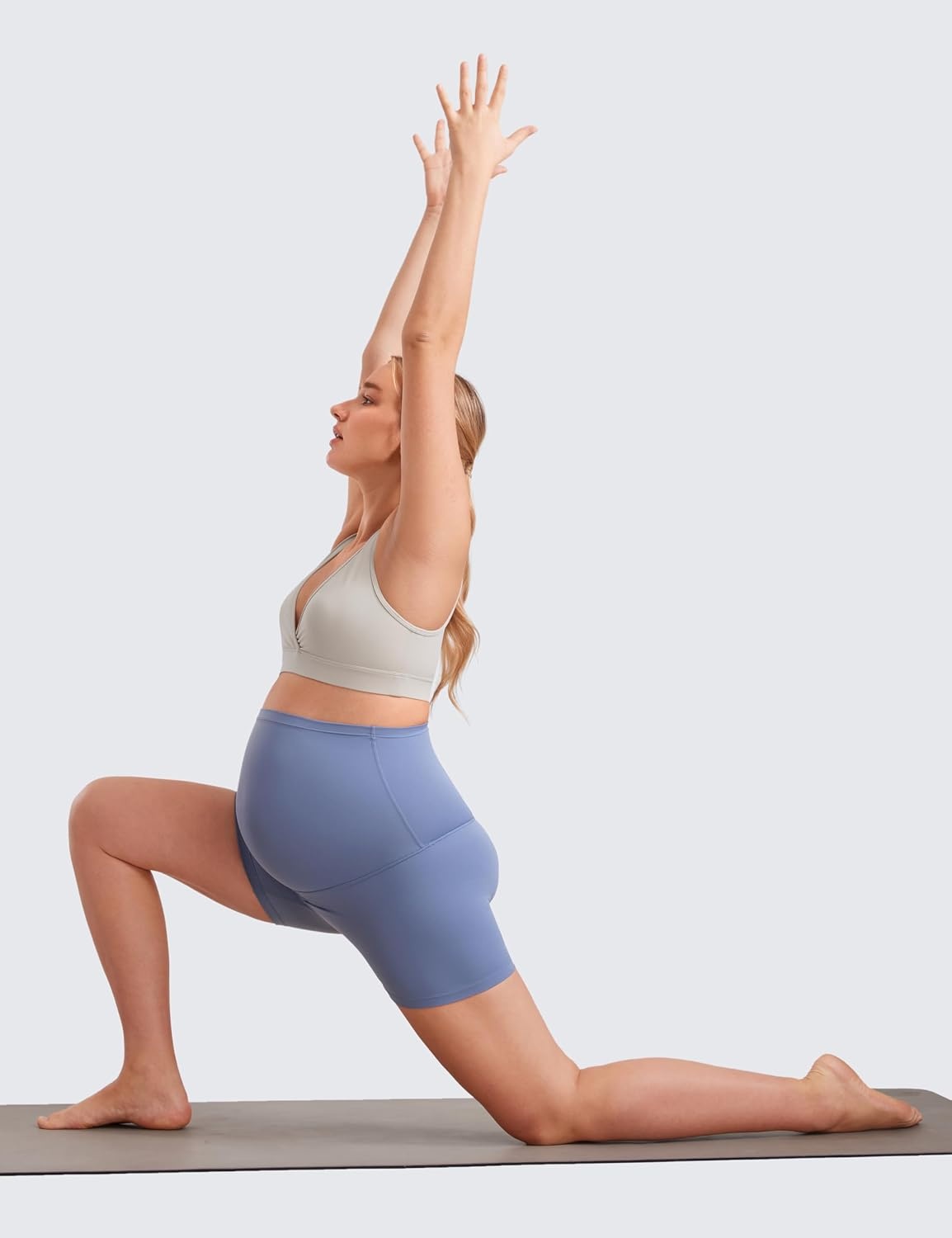 image:imageCRZ YOGA Butterluxe Maternity Biker Shorts 4 Over The Belly Pregnancy Yoga Workout Womens Activewear Buttery SoftOasis Blue