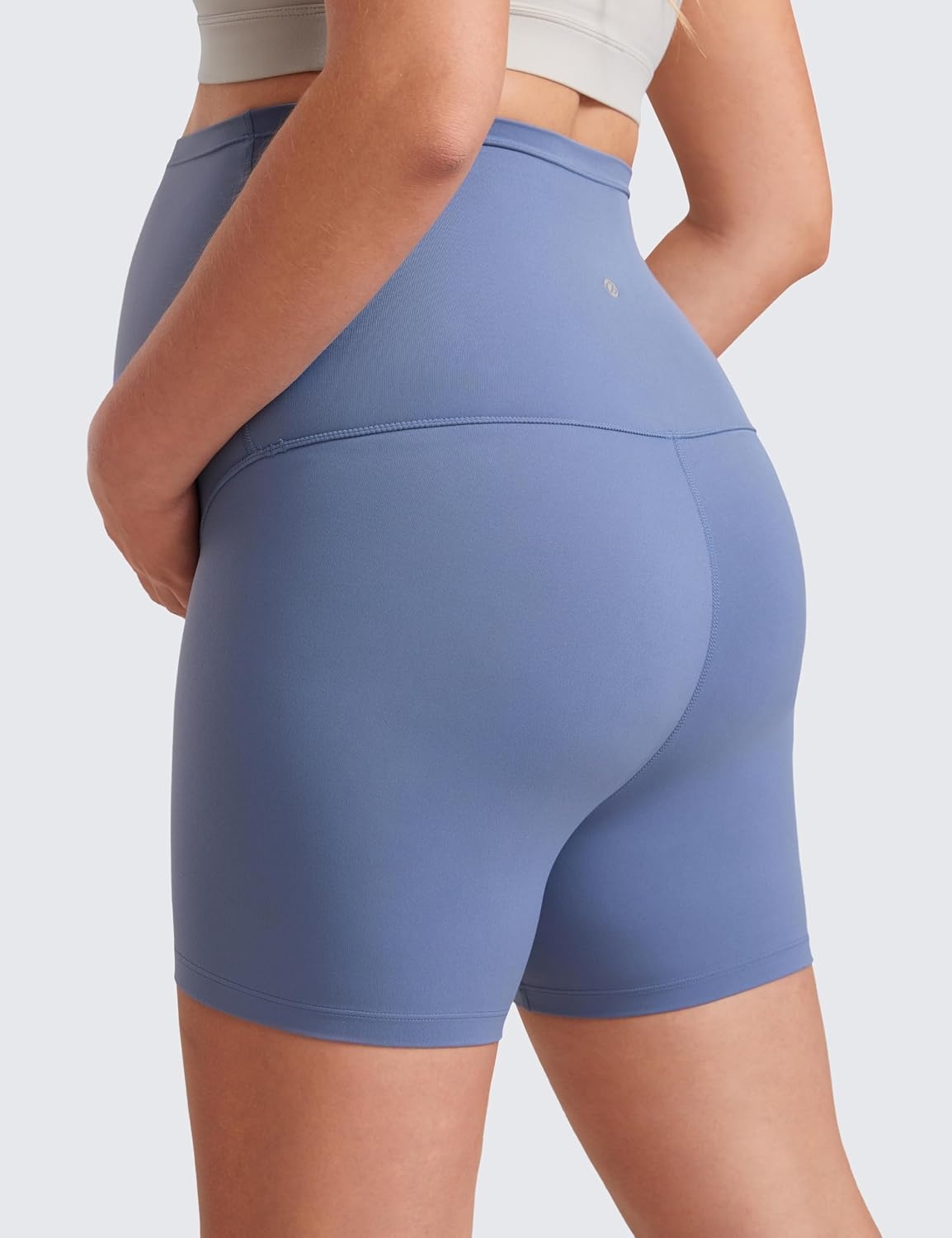 image:imageCRZ YOGA Butterluxe Maternity Biker Shorts 4 Over The Belly Pregnancy Yoga Workout Womens Activewear Buttery SoftOasis Blue