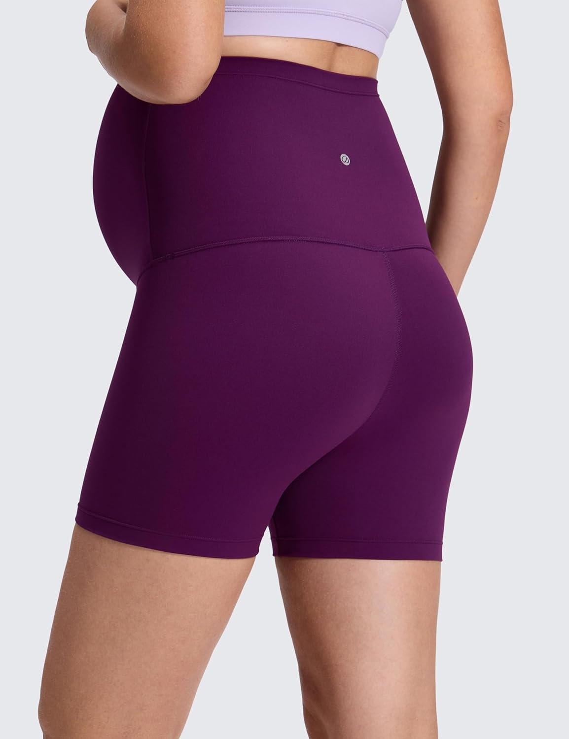 image:imageCRZ YOGA Butterluxe Maternity Biker Shorts 4 Over The Belly Pregnancy Yoga Workout Womens Activewear Buttery SoftPlum Magenta
