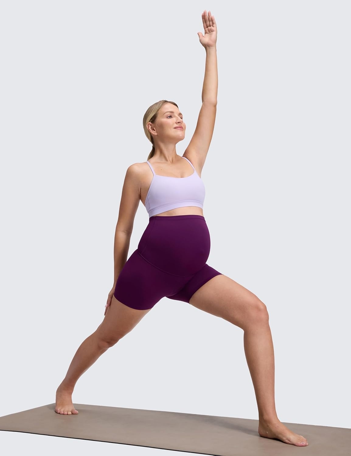 image:imageCRZ YOGA Butterluxe Maternity Biker Shorts 4 Over The Belly Pregnancy Yoga Workout Womens Activewear Buttery SoftPlum Magenta