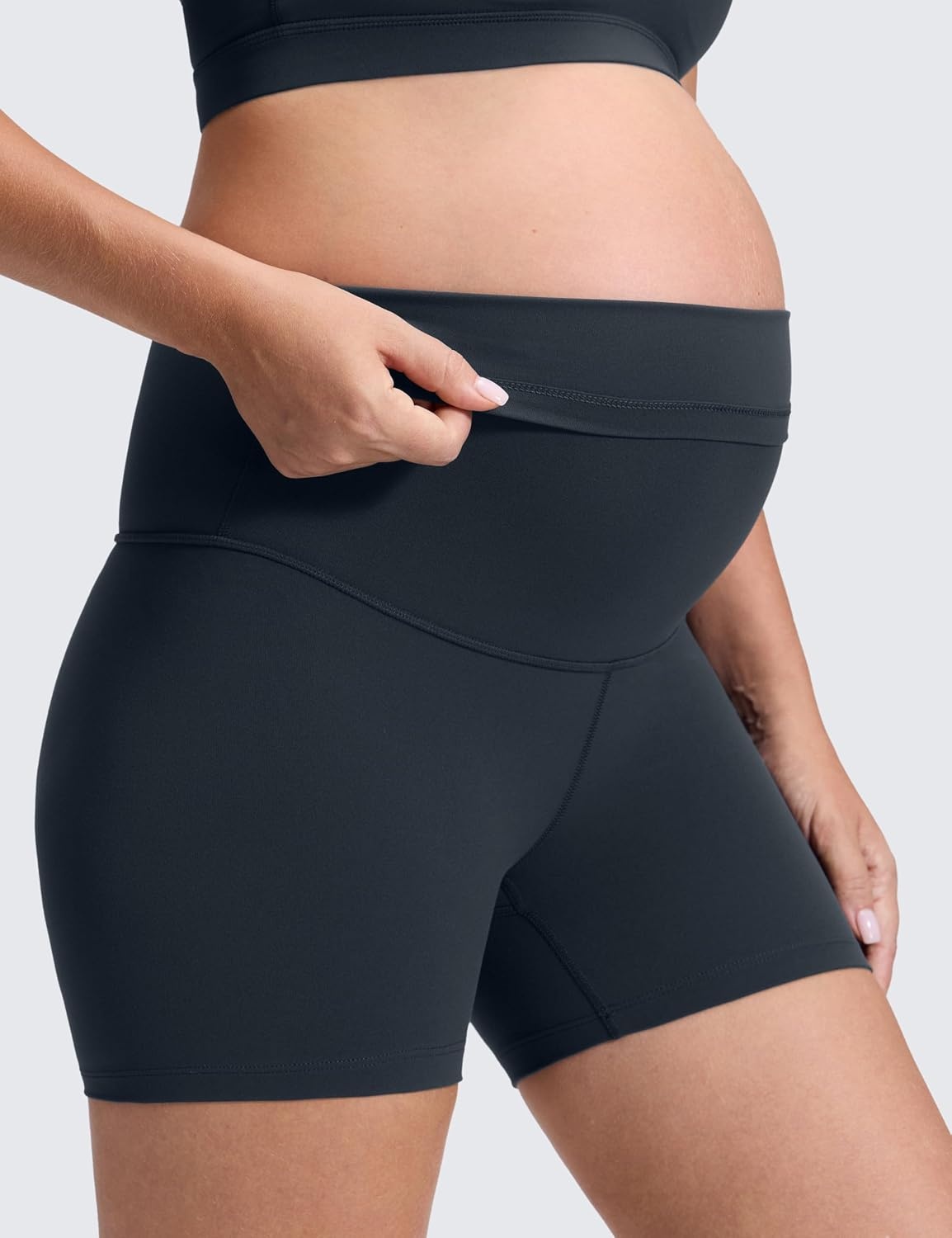 image:imageCRZ YOGA Butterluxe Maternity Biker Shorts 4 Over The Belly Pregnancy Yoga Workout Womens Activewear Buttery SoftTrue Navy
