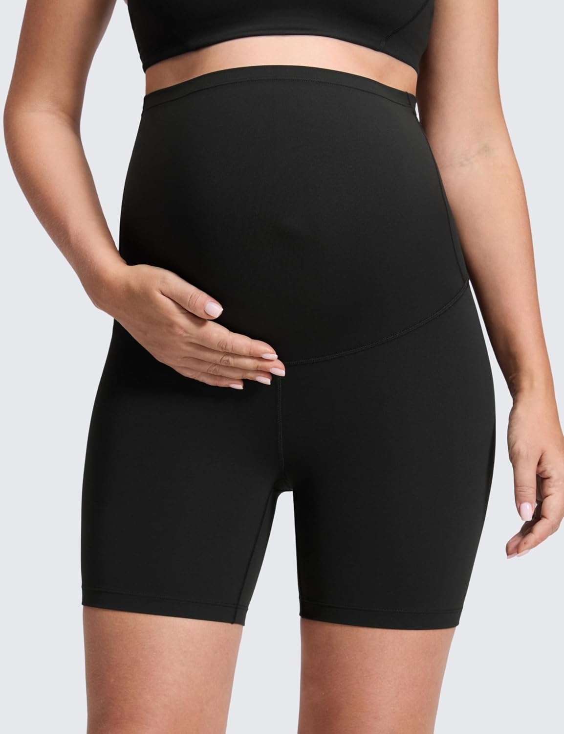 image:imageCRZ YOGA Butterluxe Maternity Biker Shorts 6 Over The Belly Pregnancy Yoga Workout Womens Activewear Buttery SoftBlack