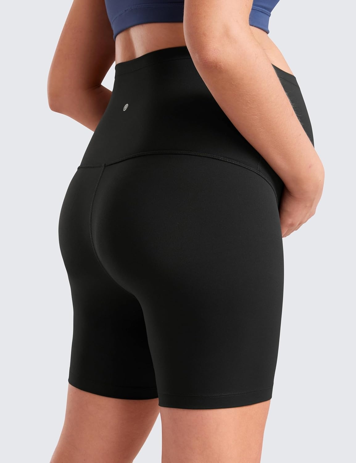 image:imageCRZ YOGA Butterluxe Maternity Biker Shorts 6 Over The Belly Pregnancy Yoga Workout Womens Activewear Buttery SoftBlack