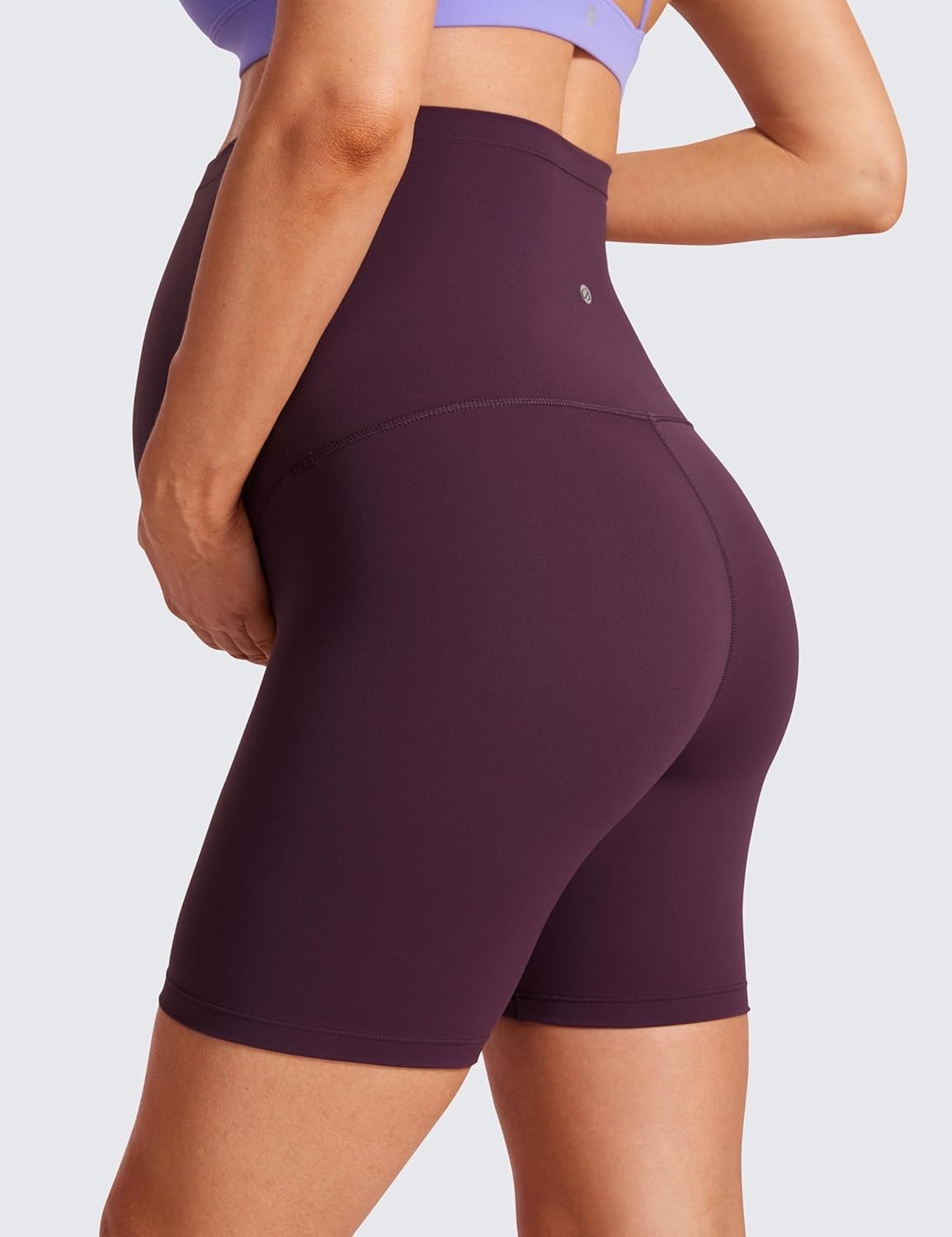 image:imageCRZ YOGA Butterluxe Maternity Biker Shorts 6 Over The Belly Pregnancy Yoga Workout Womens Activewear Buttery SoftDeep Purple
