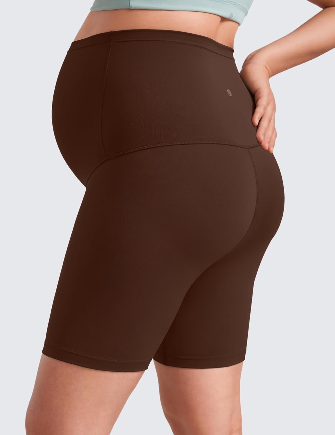 image:imageCRZ YOGA Butterluxe Maternity Biker Shorts 6 Over The Belly Pregnancy Yoga Workout Womens Activewear Buttery SoftLava Brown