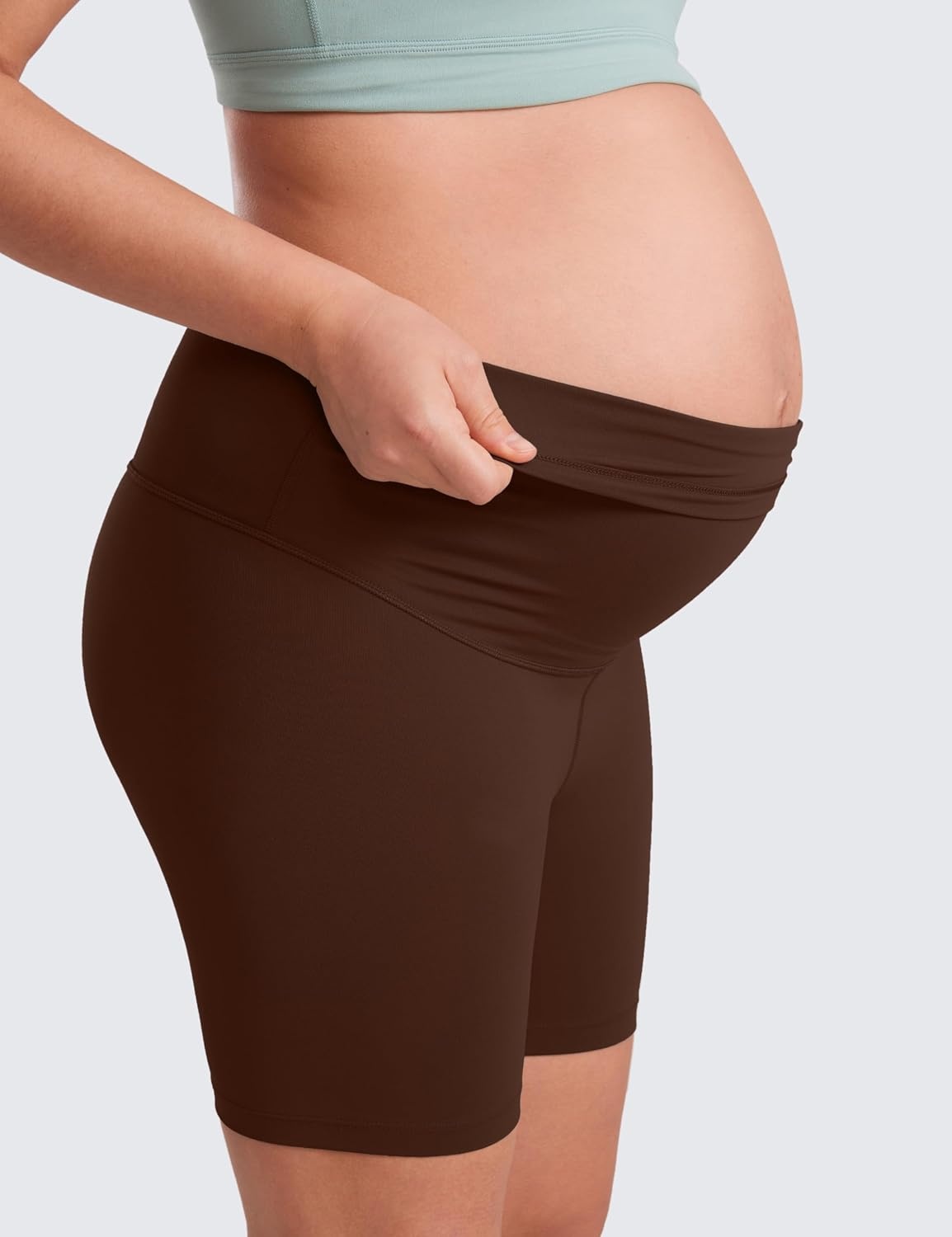 image:imageCRZ YOGA Butterluxe Maternity Biker Shorts 6 Over The Belly Pregnancy Yoga Workout Womens Activewear Buttery SoftLava Brown