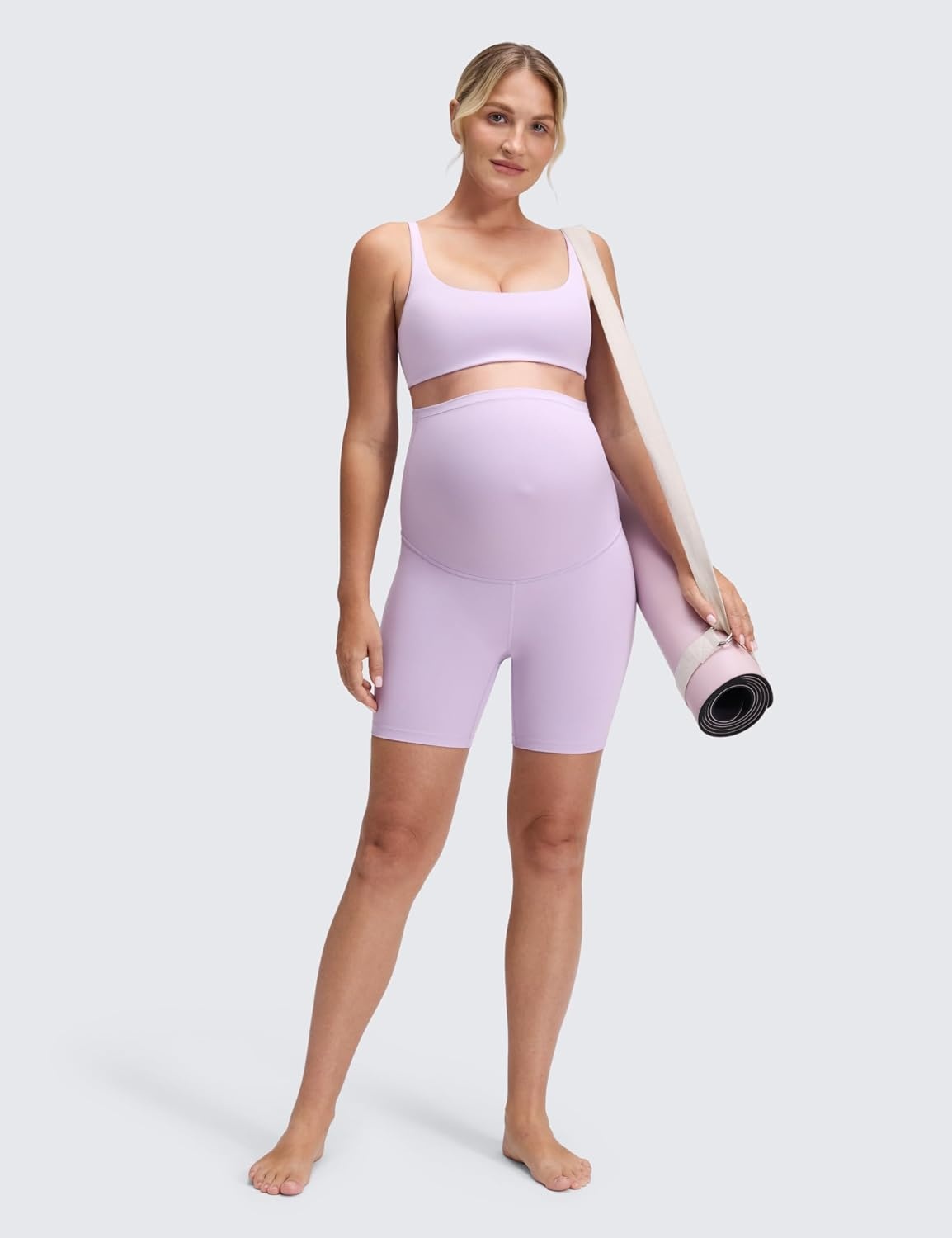 image:imageCRZ YOGA Butterluxe Maternity Biker Shorts 6 Over The Belly Pregnancy Yoga Workout Womens Activewear Buttery SoftLilac Air