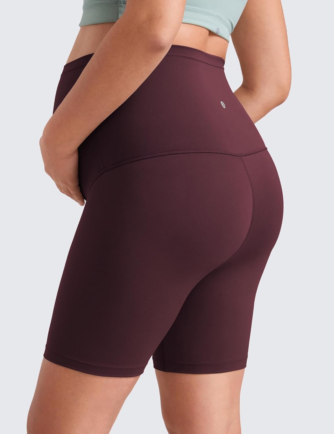 image:imageCRZ YOGA Butterluxe Maternity Biker Shorts 6 Over The Belly Pregnancy Yoga Workout Womens Activewear Buttery SoftRipe Plum