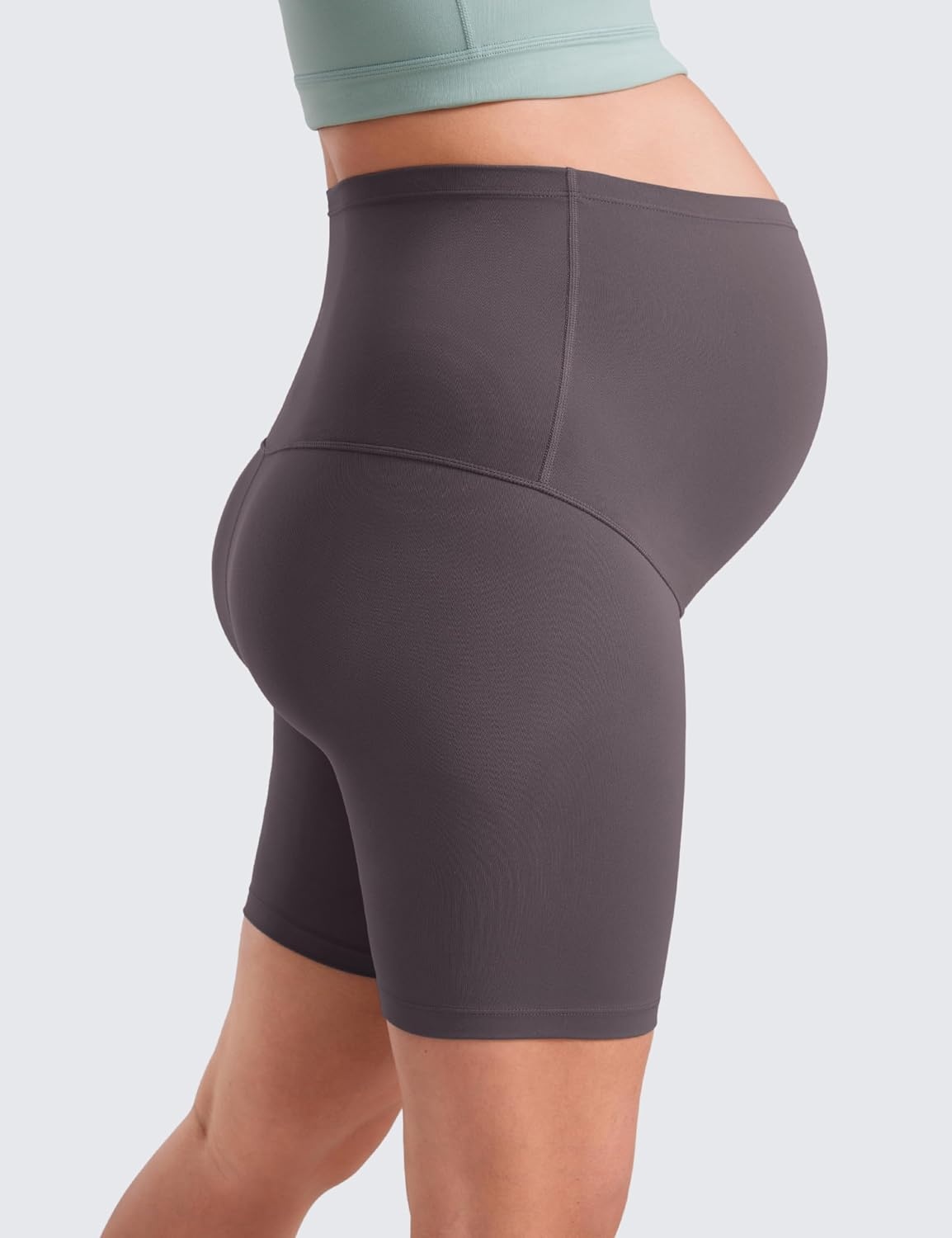 image:imageCRZ YOGA Butterluxe Maternity Biker Shorts 6 Over The Belly Pregnancy Yoga Workout Womens Activewear Buttery SoftTornado Grey