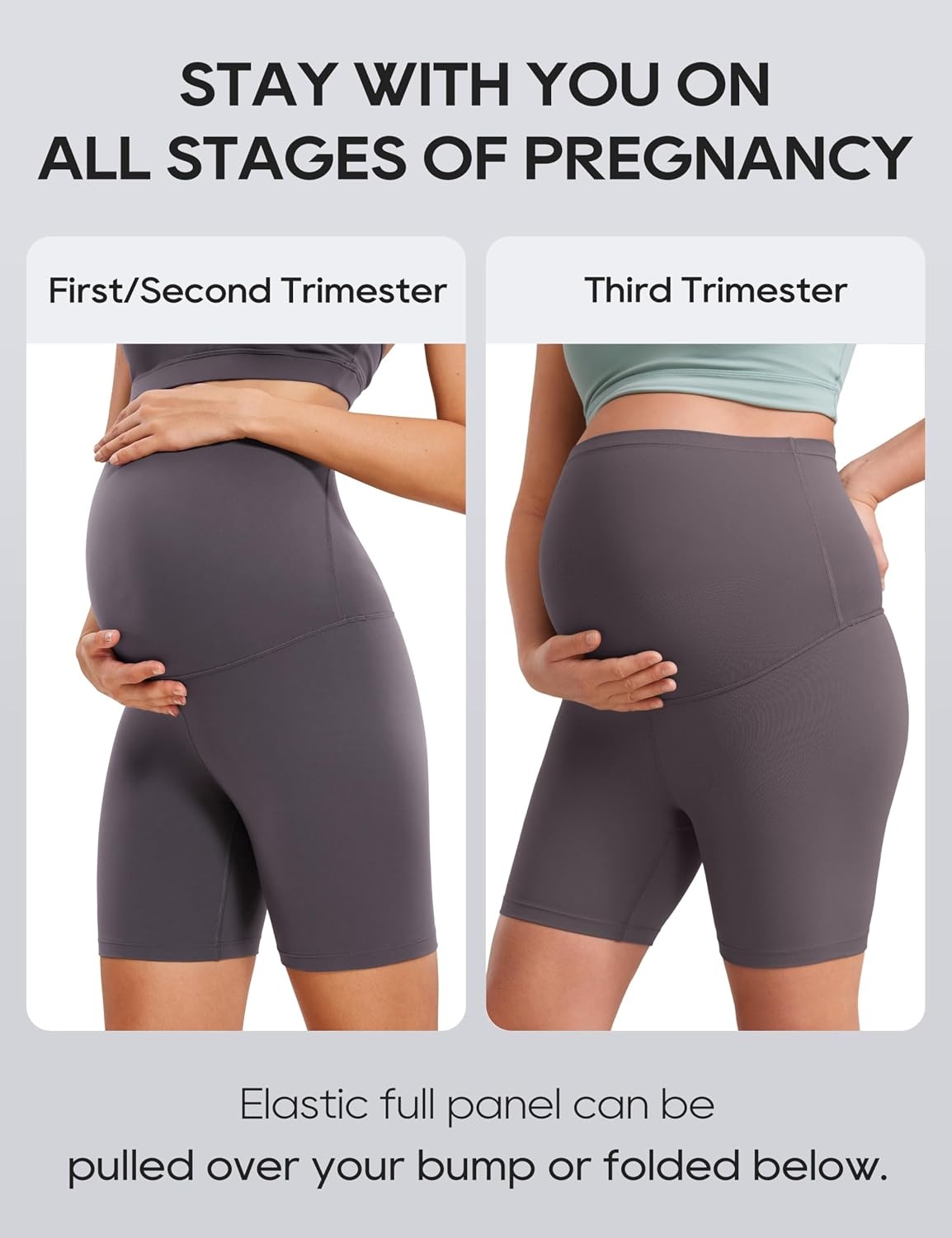 image:imageCRZ YOGA Butterluxe Maternity Biker Shorts 6 Over The Belly Pregnancy Yoga Workout Womens Activewear Buttery SoftTornado Grey