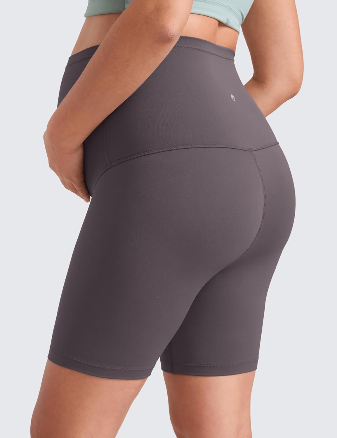 image:imageCRZ YOGA Butterluxe Maternity Biker Shorts 6 Over The Belly Pregnancy Yoga Workout Womens Activewear Buttery SoftTornado Grey