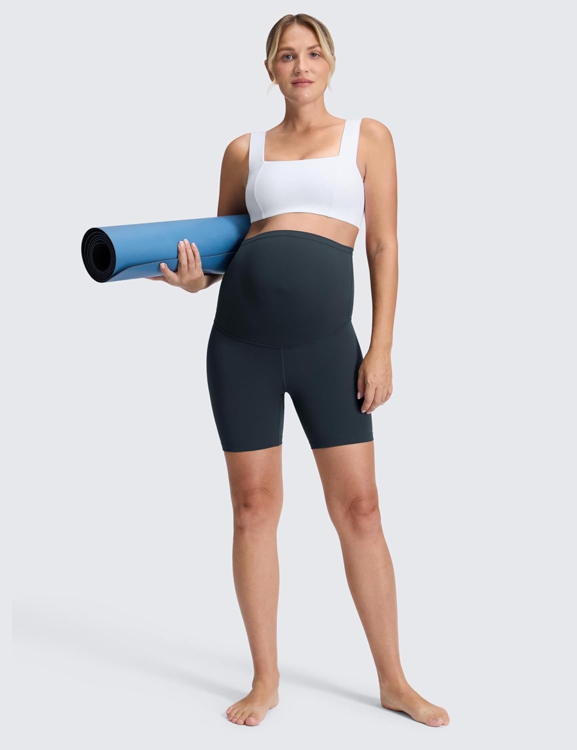 image:imageCRZ YOGA Butterluxe Maternity Biker Shorts 6 Over The Belly Pregnancy Yoga Workout Womens Activewear Buttery SoftTrue Navy