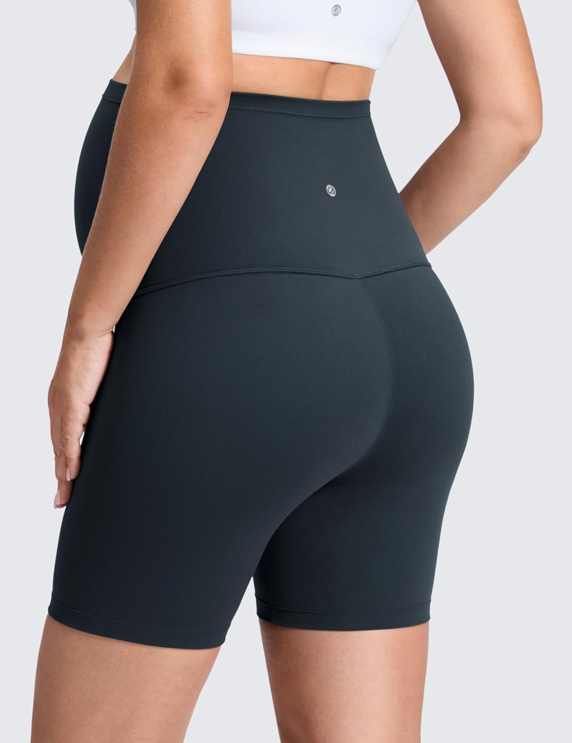image:imageCRZ YOGA Butterluxe Maternity Biker Shorts 6 Over The Belly Pregnancy Yoga Workout Womens Activewear Buttery SoftTrue Navy