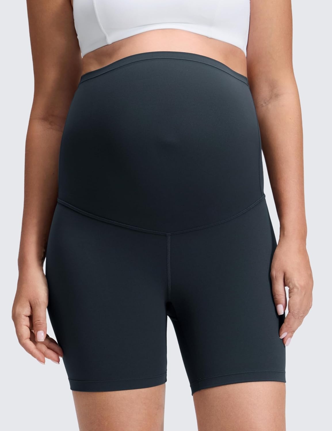 image:imageCRZ YOGA Butterluxe Maternity Biker Shorts 6 Over The Belly Pregnancy Yoga Workout Womens Activewear Buttery SoftTrue Navy