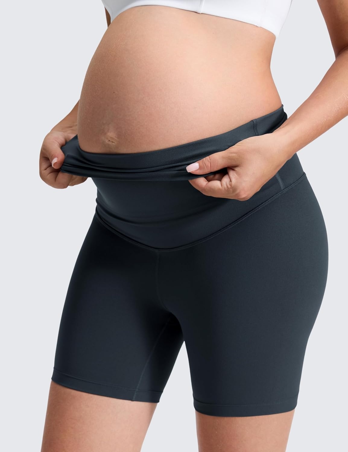 image:imageCRZ YOGA Butterluxe Maternity Biker Shorts 6 Over The Belly Pregnancy Yoga Workout Womens Activewear Buttery SoftTrue Navy