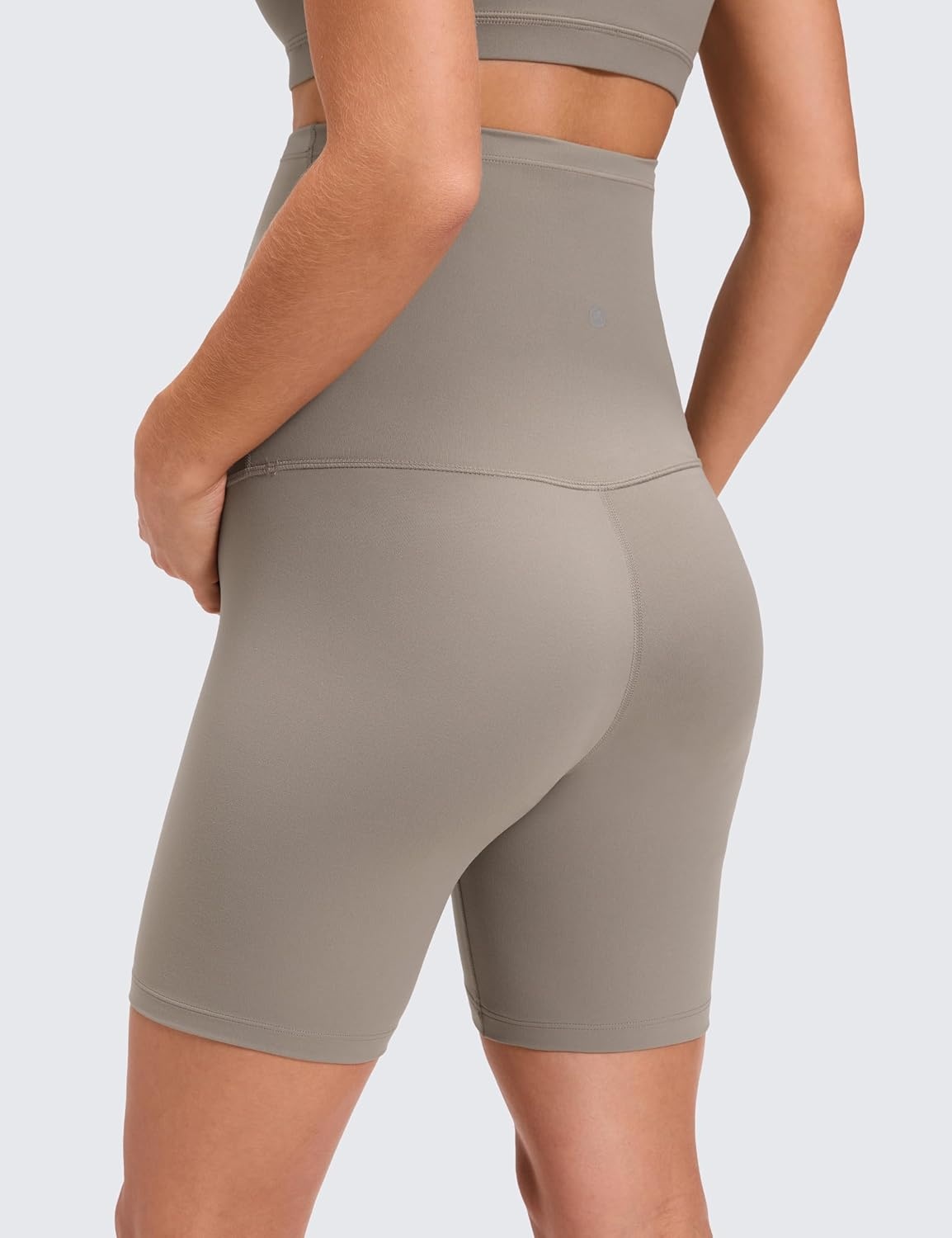 image:imageCRZ YOGA Butterluxe Maternity Biker Shorts 6 Over The Belly Pregnancy Yoga Workout Womens Activewear Buttery SoftWarm Ash Grey