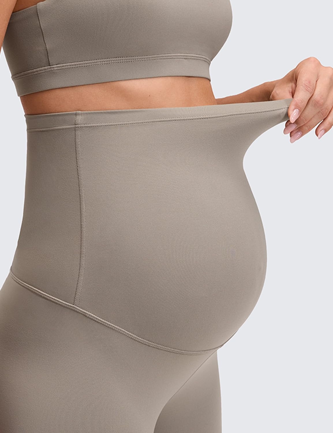image:imageCRZ YOGA Butterluxe Maternity Biker Shorts 6 Over The Belly Pregnancy Yoga Workout Womens Activewear Buttery SoftWarm Ash Grey