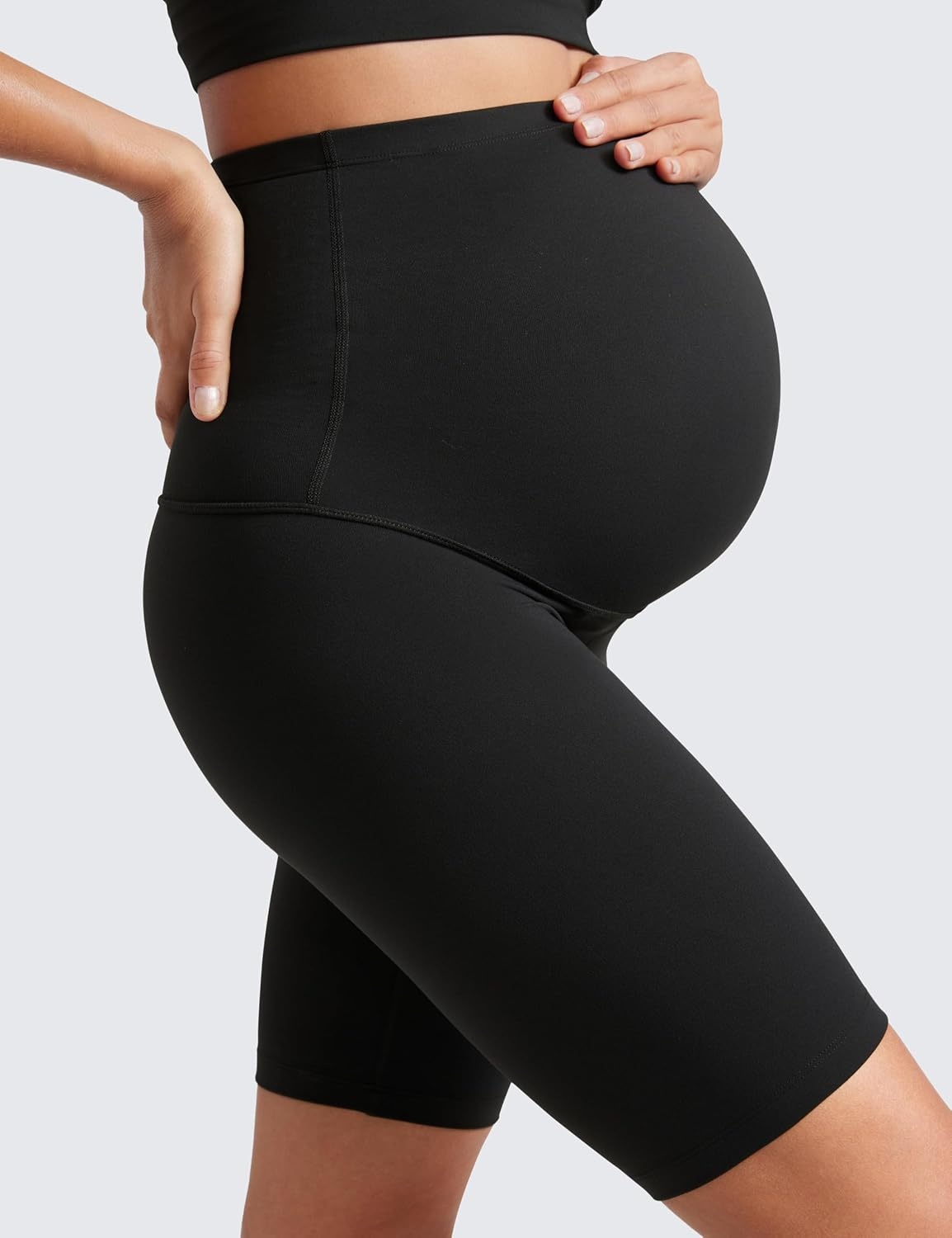 image:imageCRZ YOGA Butterluxe Maternity Biker Shorts 8 Over The Belly Pregnancy Yoga Workout Womens Activewear Buttery SoftBlack