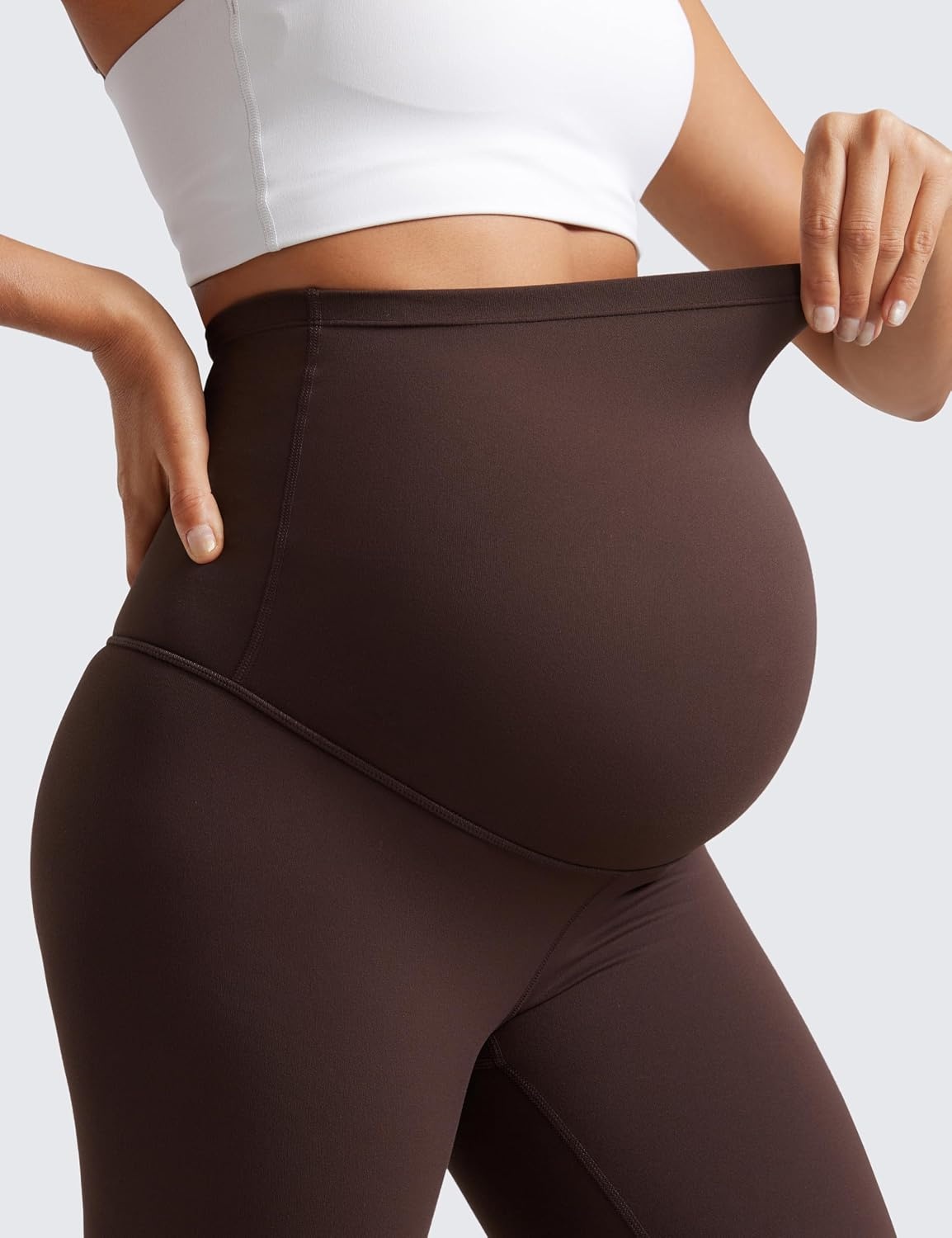 image:imageCRZ YOGA Butterluxe Maternity Biker Shorts 8 Over The Belly Pregnancy Yoga Workout Womens Activewear Buttery SoftHot Fudge Brown