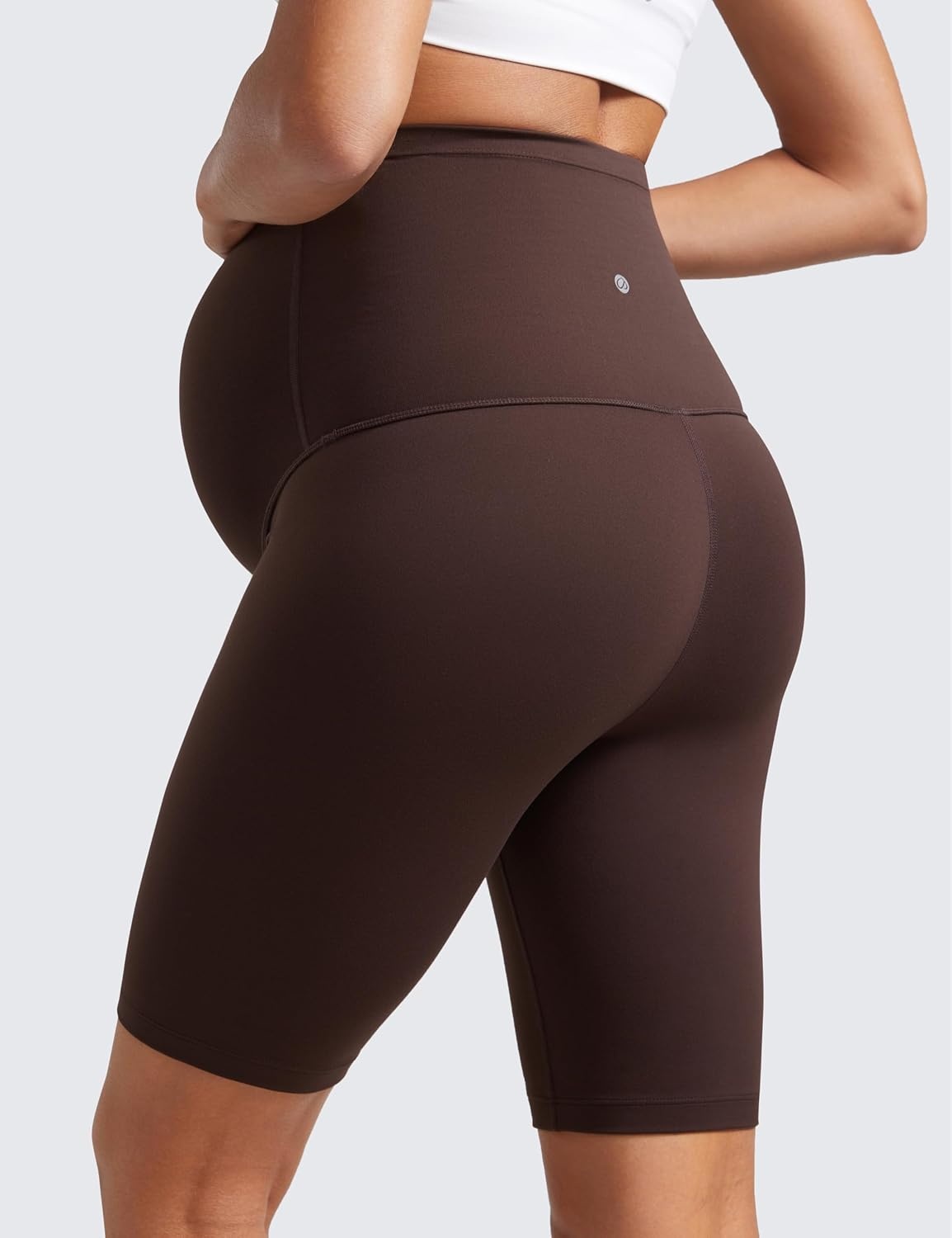 image:imageCRZ YOGA Butterluxe Maternity Biker Shorts 8 Over The Belly Pregnancy Yoga Workout Womens Activewear Buttery SoftHot Fudge Brown