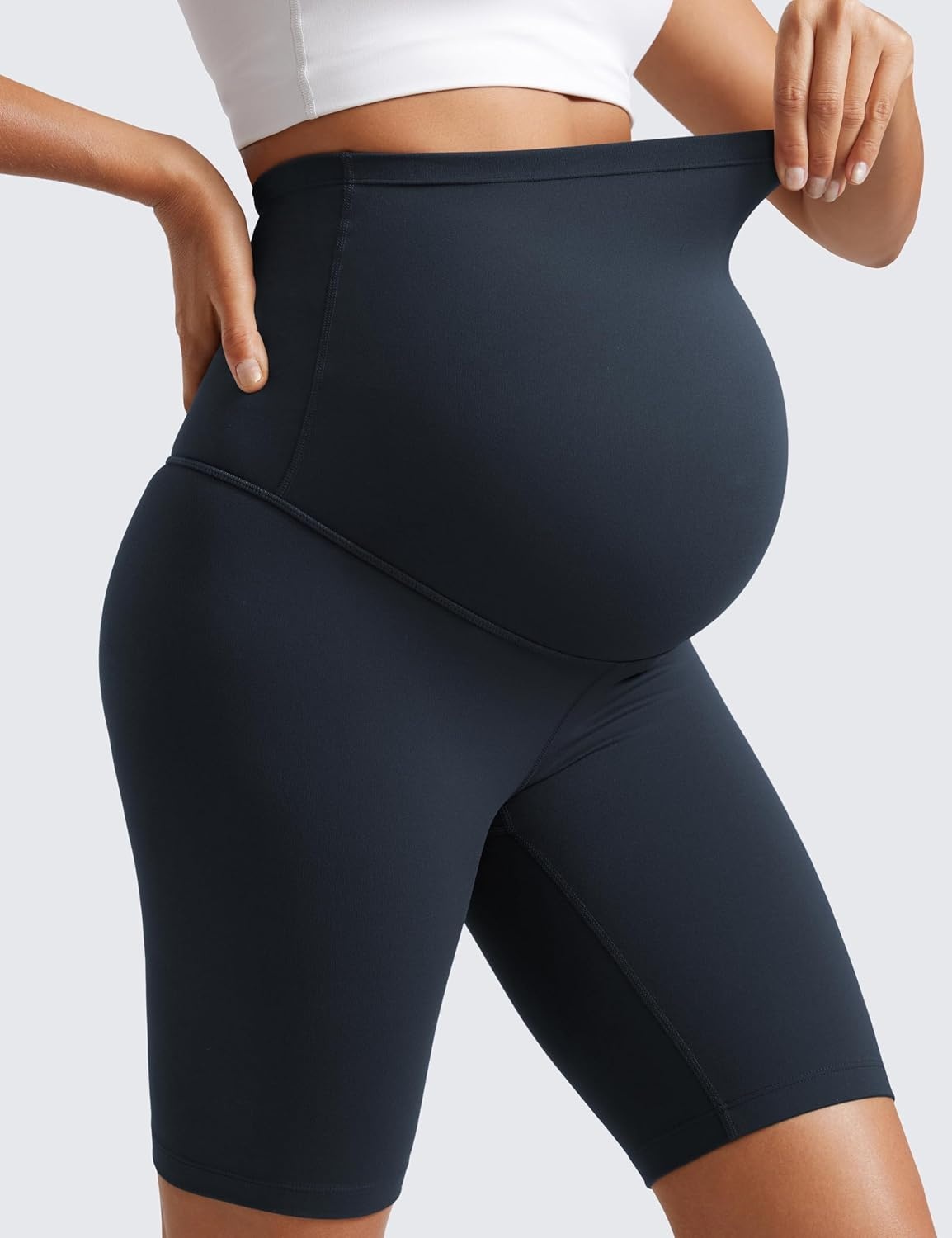 image:imageCRZ YOGA Butterluxe Maternity Biker Shorts 8 Over The Belly Pregnancy Yoga Workout Womens Activewear Buttery SoftTrue Navy