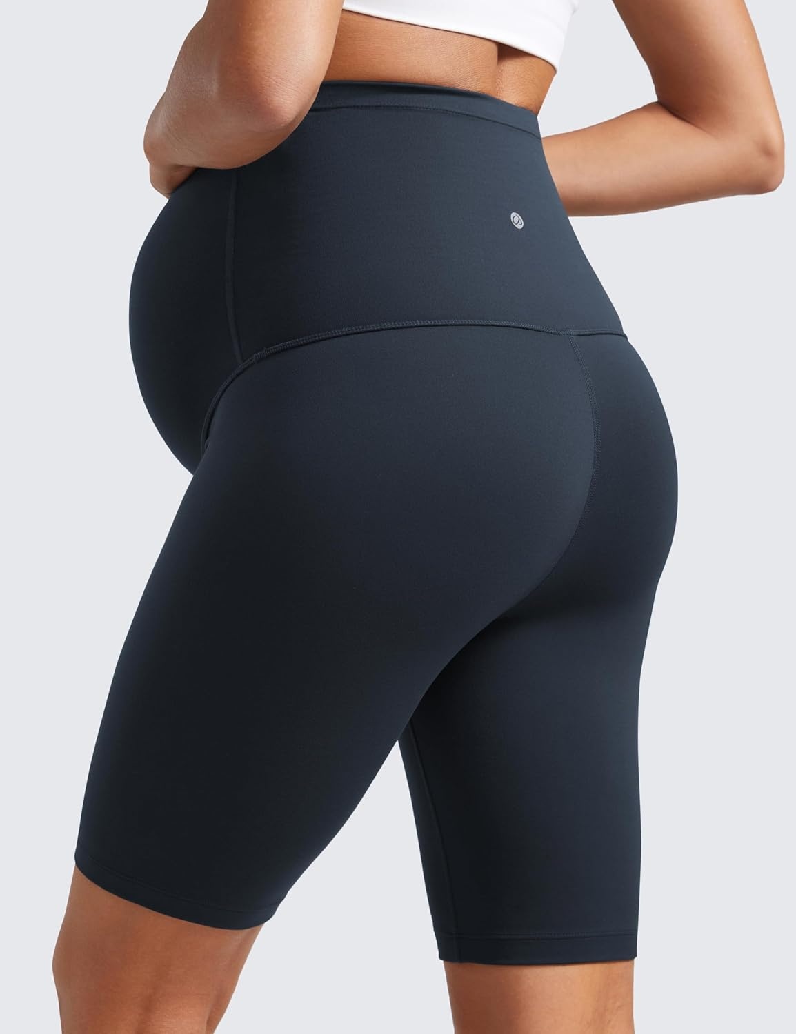 image:imageCRZ YOGA Butterluxe Maternity Biker Shorts 8 Over The Belly Pregnancy Yoga Workout Womens Activewear Buttery SoftTrue Navy