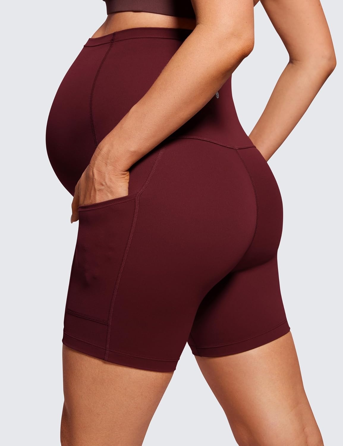 image:imageCRZ YOGA Butterluxe Maternity Biker Shorts Pockets 5 Over The Belly Pregnancy Womens Yoga Workout Athletic Buttery SoftRed Merlot