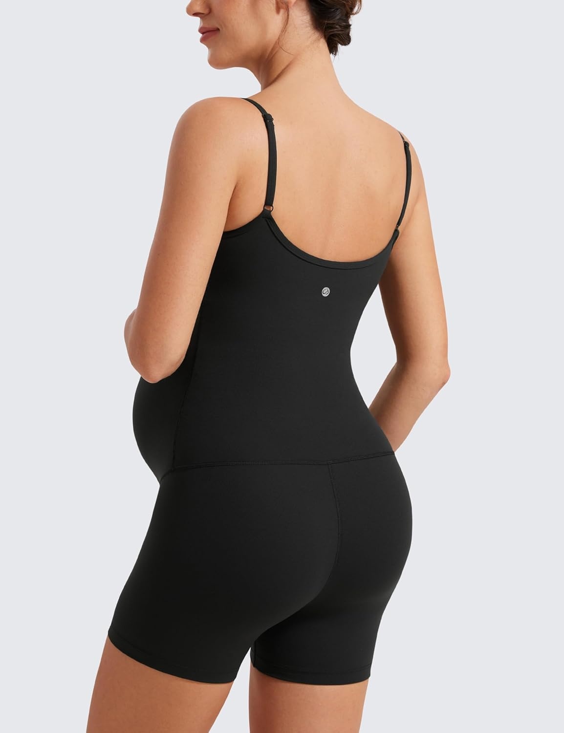 image:imageCRZ YOGA Butterluxe Maternity Cami Strap Workout Romper U Neck Casual Shorts Jumpsuit Pregnancy Womens Tank Top BodysuitBlack