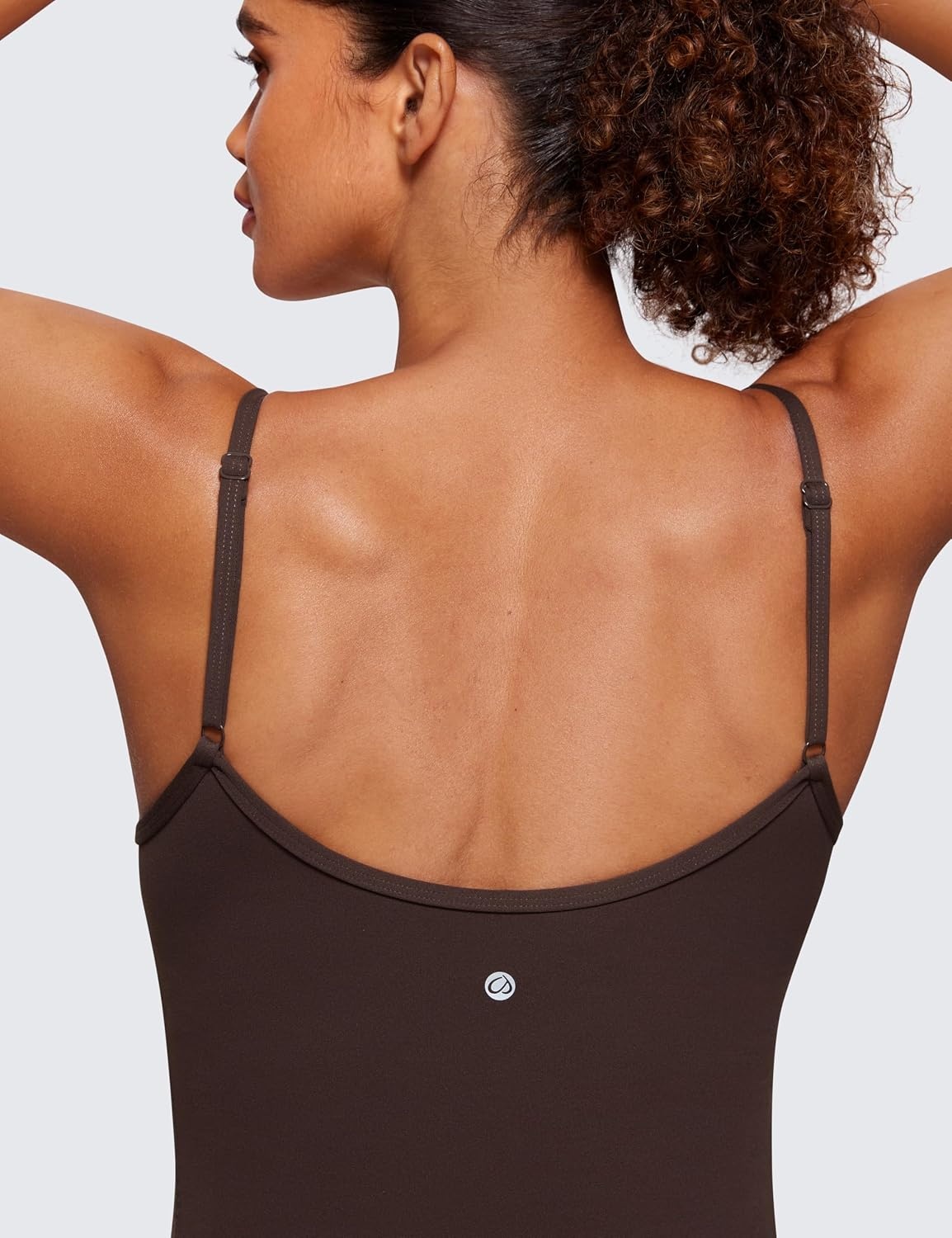 image:imageCRZ YOGA Butterluxe Maternity Cami Strap Workout Romper U Neck Casual Shorts Jumpsuit Pregnancy Womens Tank Top BodysuitHot Fudge Brown