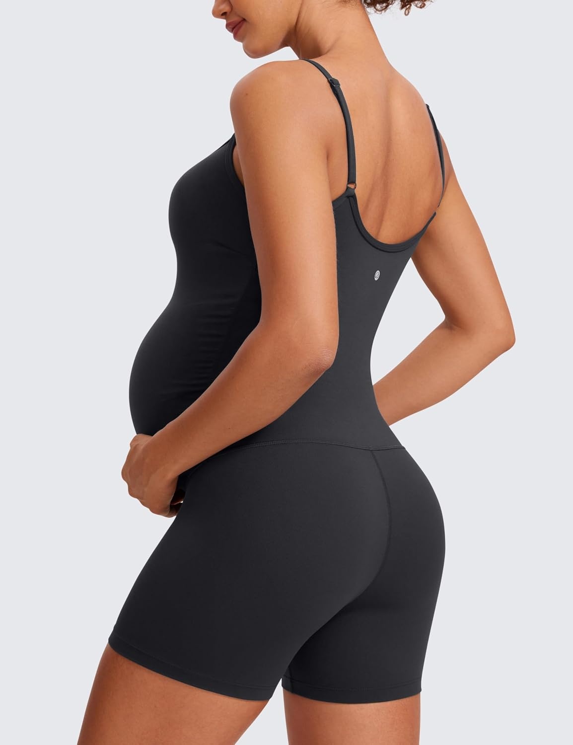 image:imageCRZ YOGA Butterluxe Maternity Cami Strap Workout Romper U Neck Casual Shorts Jumpsuit Pregnancy Womens Tank Top BodysuitMysterious Grey