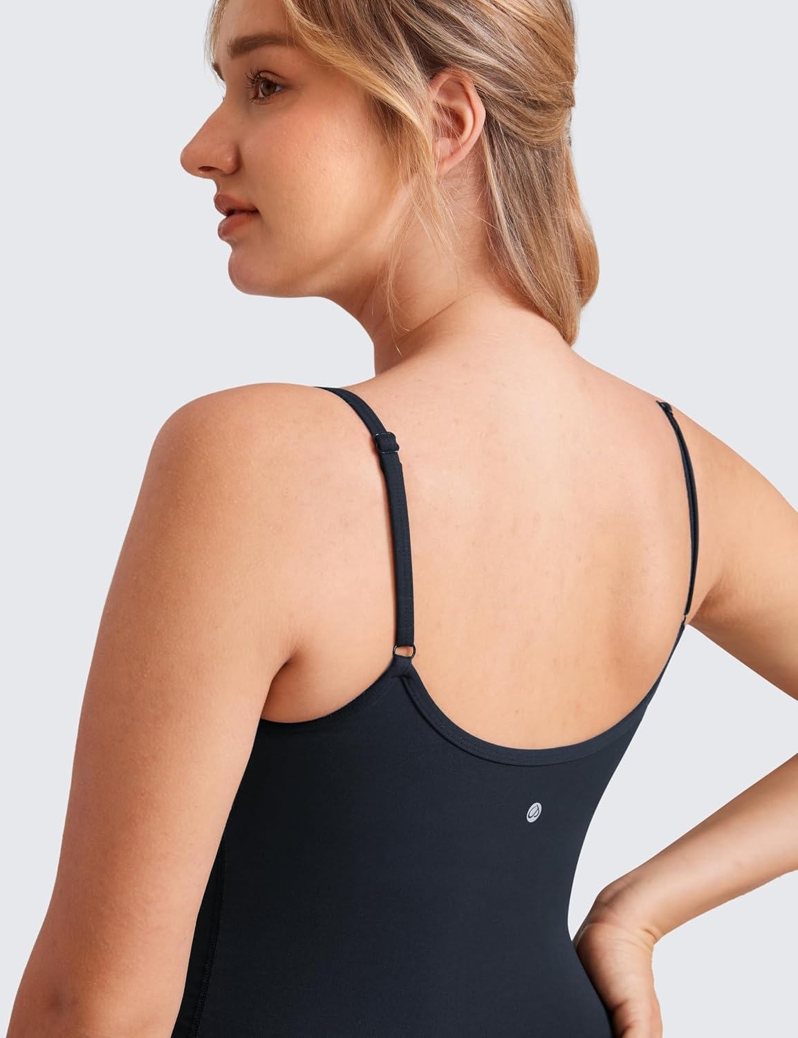 image:imageCRZ YOGA Butterluxe Maternity Cami Strap Workout Romper U Neck Casual Shorts Jumpsuit Pregnancy Womens Tank Top BodysuitTrue Navy
