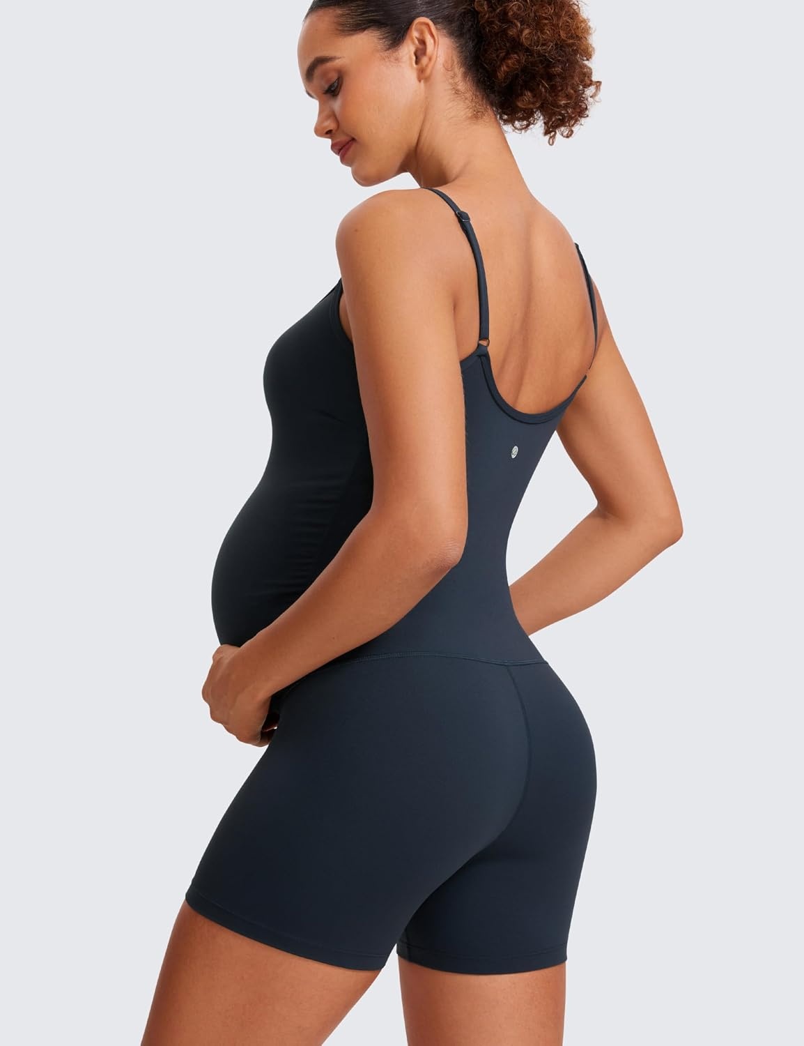 image:imageCRZ YOGA Butterluxe Maternity Cami Strap Workout Romper U Neck Casual Shorts Jumpsuit Pregnancy Womens Tank Top BodysuitTrue Navy