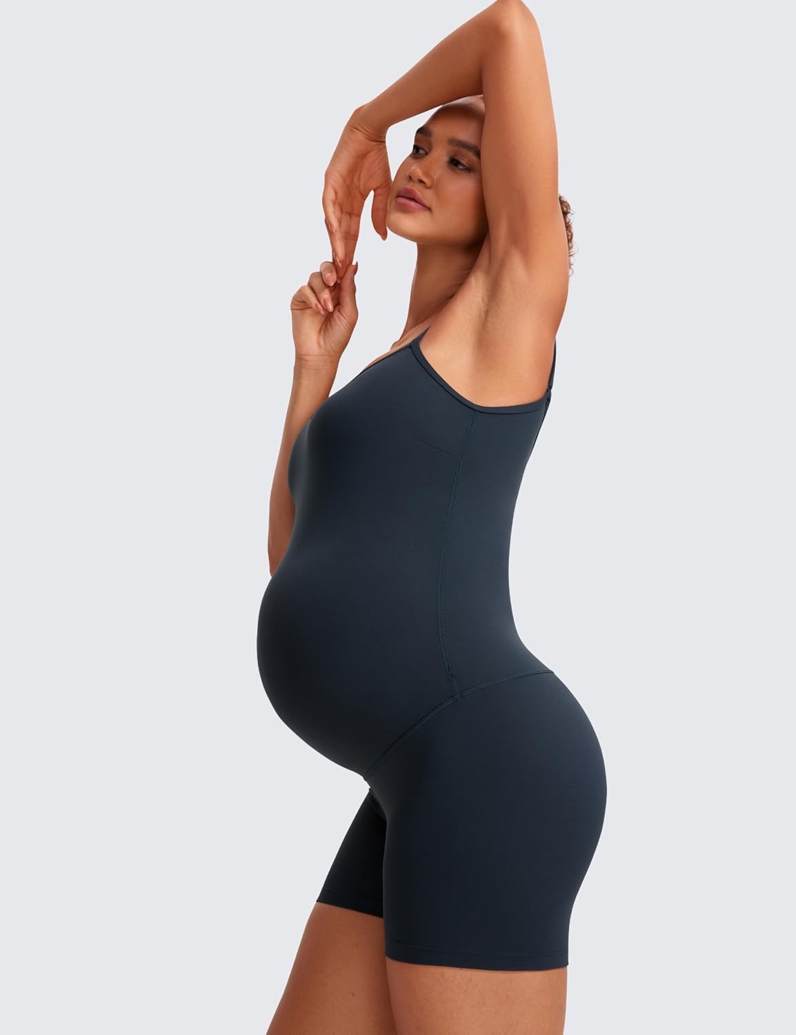 image:imageCRZ YOGA Butterluxe Maternity Cami Strap Workout Romper U Neck Casual Shorts Jumpsuit Pregnancy Womens Tank Top BodysuitTrue Navy