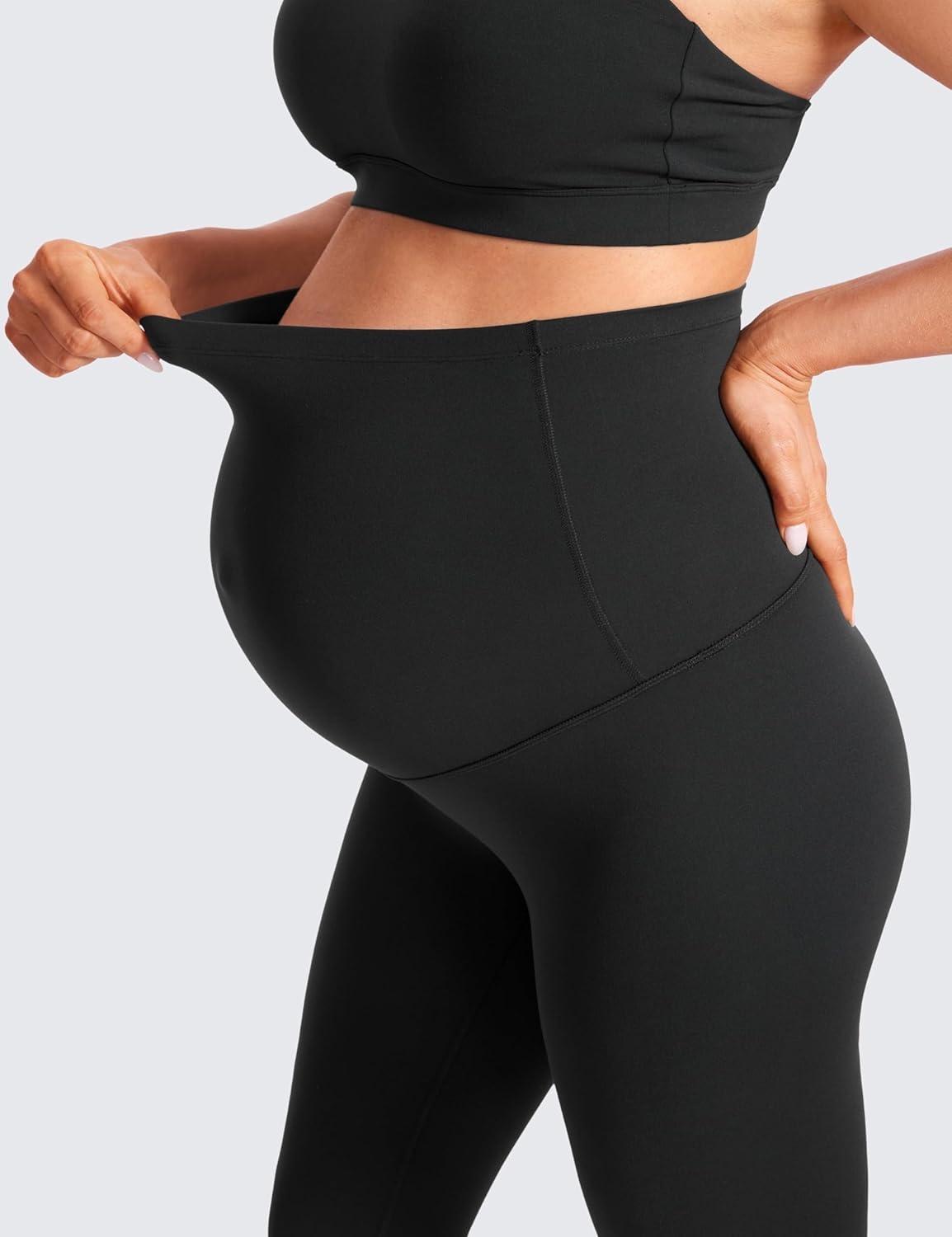 image:imageCRZ YOGA Butterluxe Maternity Capris Leggings 21 Over The Belly Workout Active Yoga Womens Pregnancy Crop Pants StretchyBlack