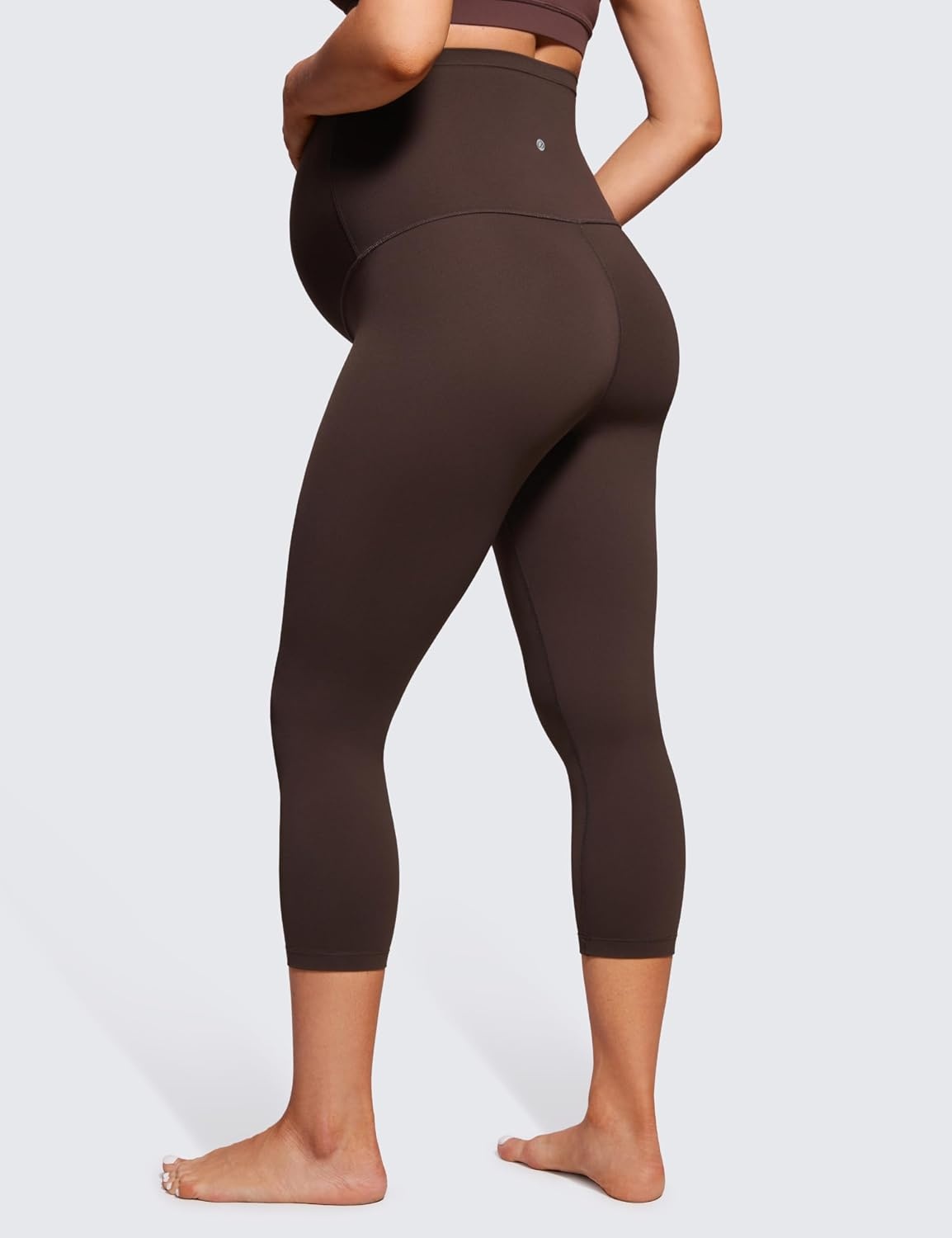 image:imageCRZ YOGA Butterluxe Maternity Capris Leggings 21 Over The Belly Workout Active Yoga Womens Pregnancy Crop Pants StretchyHot Fudge Brown