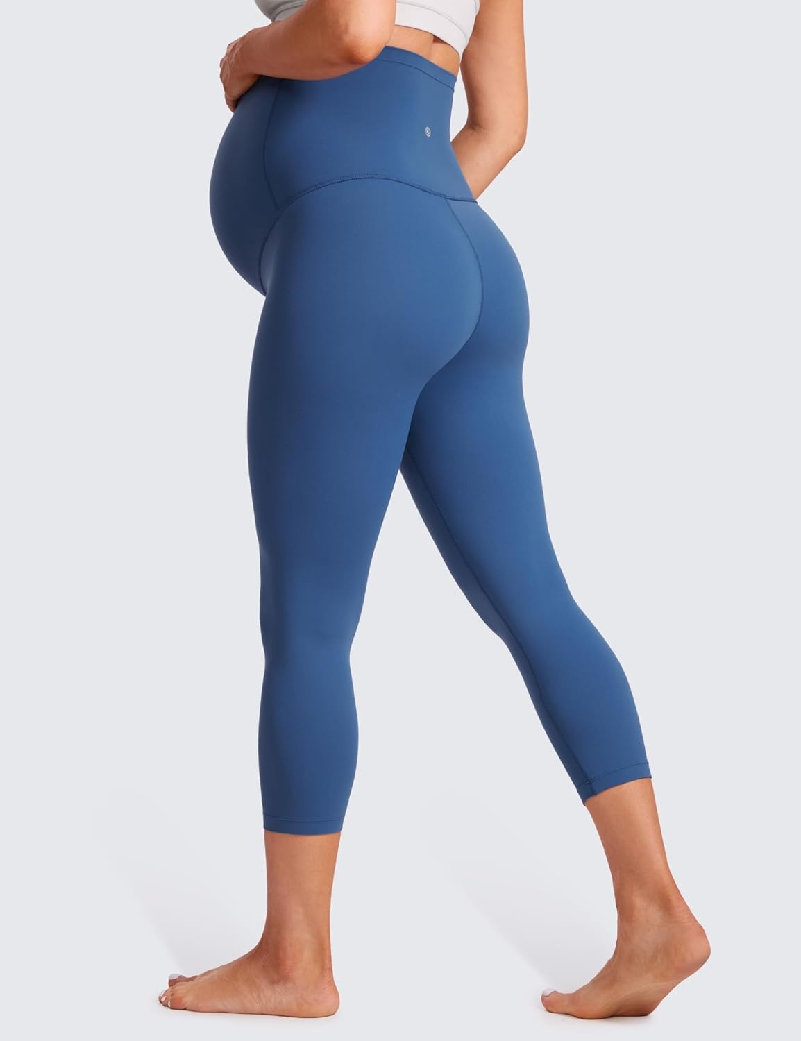 image:imageCRZ YOGA Butterluxe Maternity Capris Leggings 21 Over The Belly Workout Active Yoga Womens Pregnancy Crop Pants StretchyPitch Blue