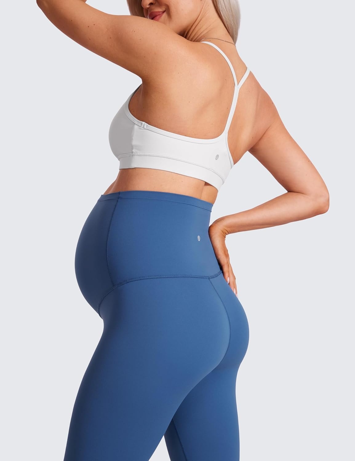 image:imageCRZ YOGA Butterluxe Maternity Capris Leggings 21 Over The Belly Workout Active Yoga Womens Pregnancy Crop Pants StretchyPitch Blue