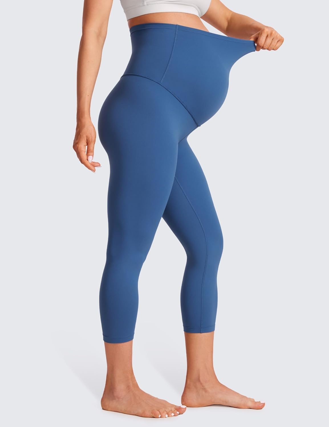 image:imageCRZ YOGA Butterluxe Maternity Capris Leggings 21 Over The Belly Workout Active Yoga Womens Pregnancy Crop Pants StretchyPitch Blue