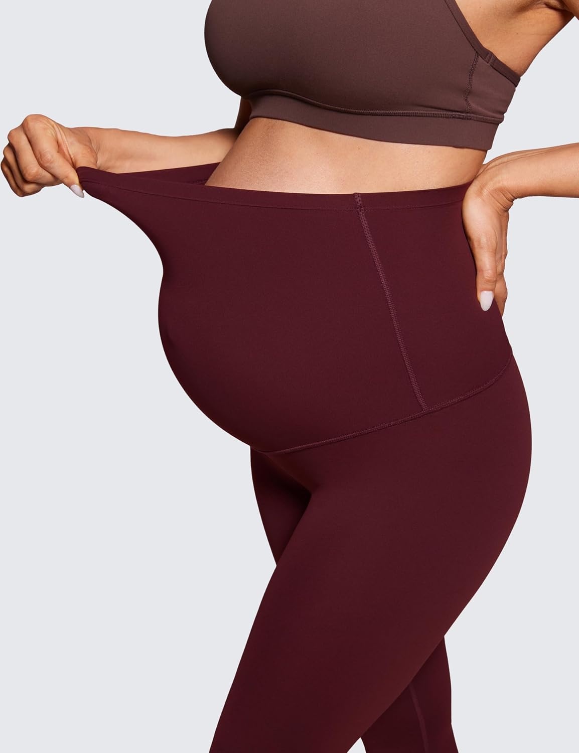 image:imageCRZ YOGA Butterluxe Maternity Capris Leggings 21 Over The Belly Workout Active Yoga Womens Pregnancy Crop Pants StretchyRed Merlot