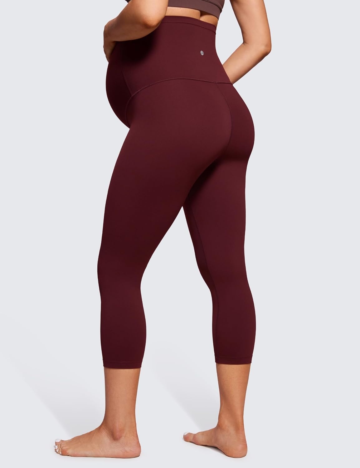 image:imageCRZ YOGA Butterluxe Maternity Capris Leggings 21 Over The Belly Workout Active Yoga Womens Pregnancy Crop Pants StretchyRed Merlot