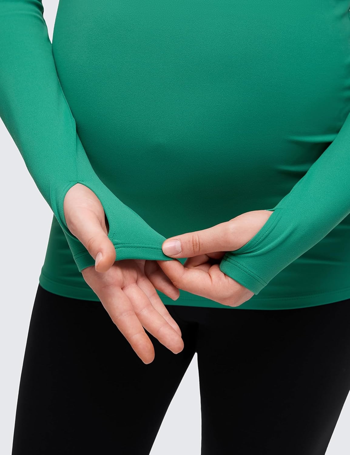 image:imageCRZ YOGA Butterluxe Maternity Crewneck Long Sleeve Shirts Athletic Yoga Casual Pregnancy Womens Tee Tops Basic Layer SoftCascadia Green