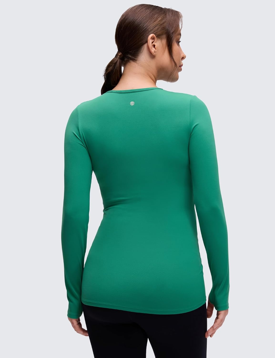 image:imageCRZ YOGA Butterluxe Maternity Crewneck Long Sleeve Shirts Athletic Yoga Casual Pregnancy Womens Tee Tops Basic Layer SoftCascadia Green