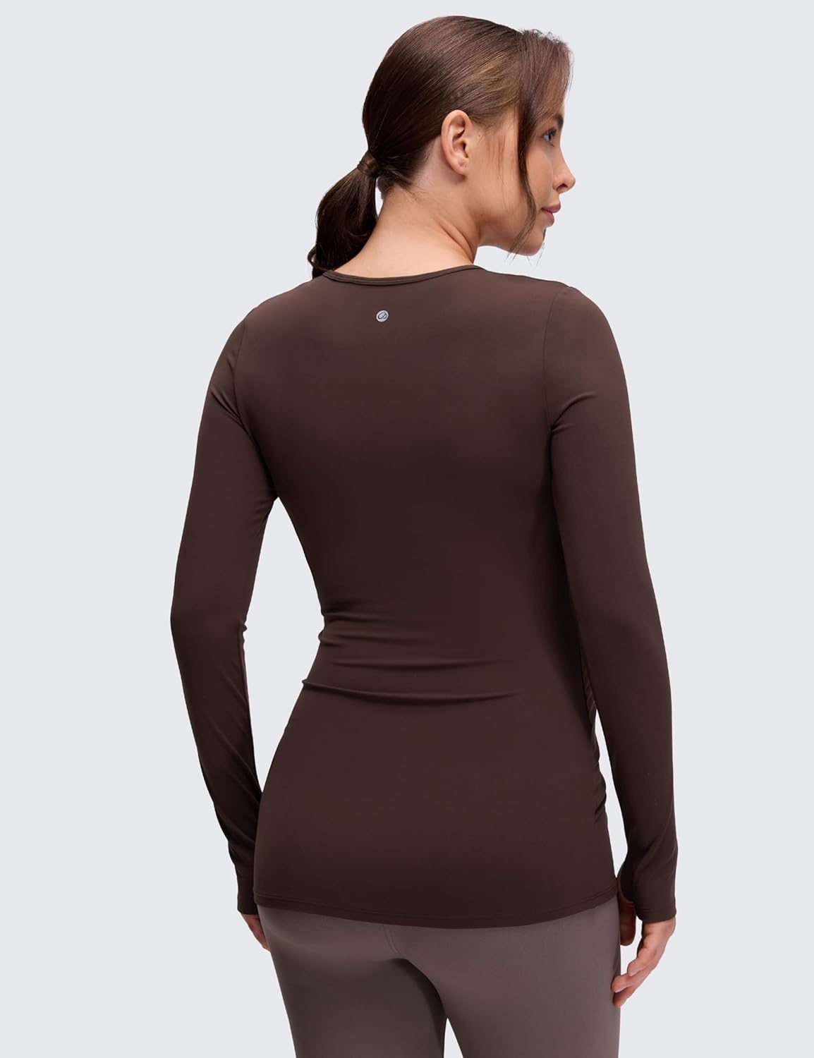 image:imageCRZ YOGA Butterluxe Maternity Crewneck Long Sleeve Shirts Athletic Yoga Casual Pregnancy Womens Tee Tops Basic Layer SoftHot Fudge Brown