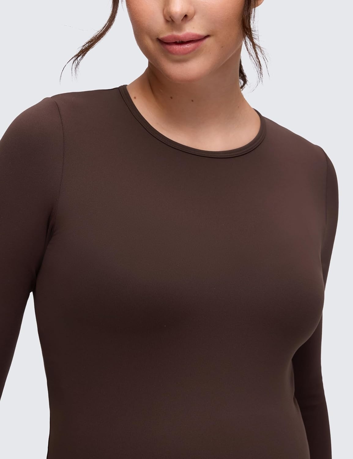 image:imageCRZ YOGA Butterluxe Maternity Crewneck Long Sleeve Shirts Athletic Yoga Casual Pregnancy Womens Tee Tops Basic Layer SoftHot Fudge Brown