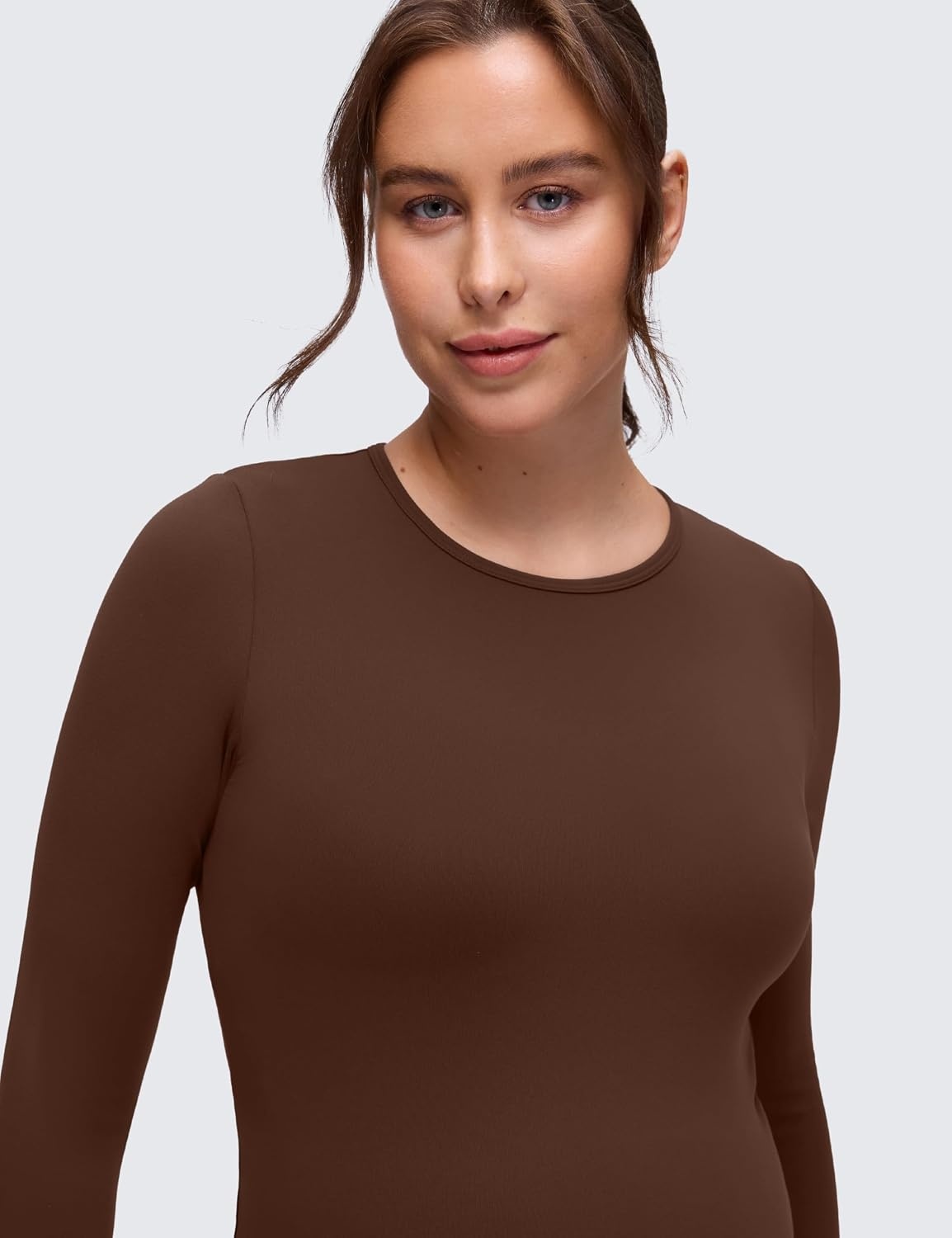 image:imageCRZ YOGA Butterluxe Maternity Crewneck Long Sleeve Shirts Athletic Yoga Casual Pregnancy Womens Tee Tops Basic Layer SoftLava Brown